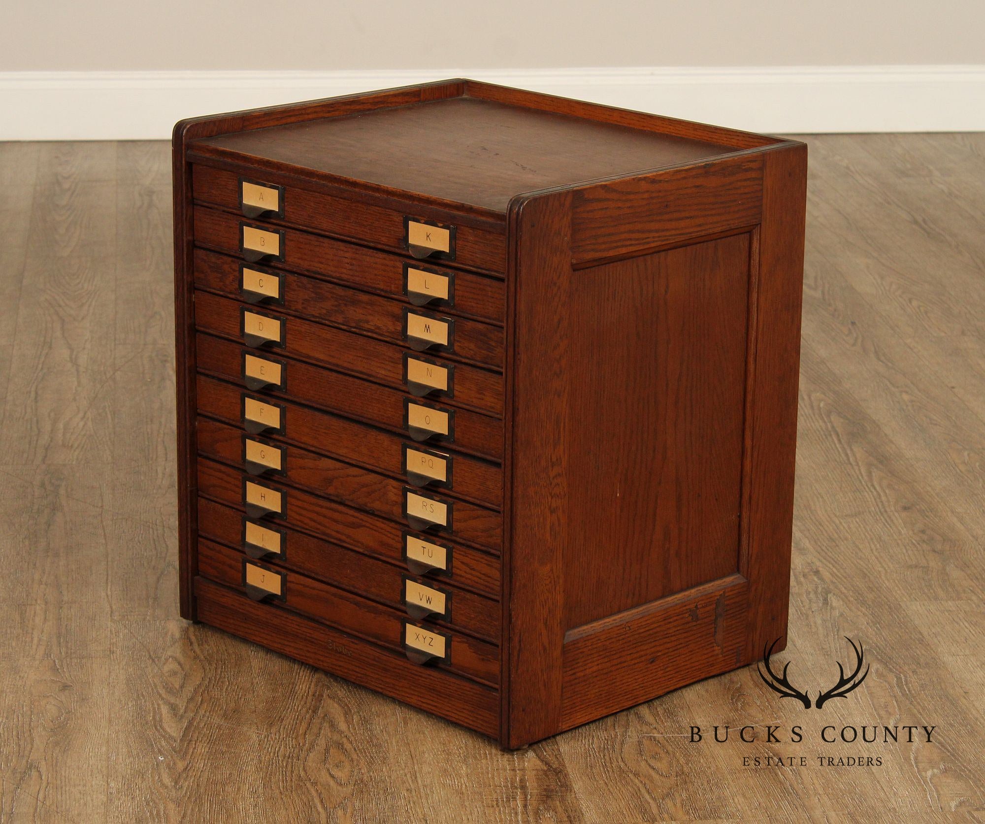 Antique Globe Oak Flat File Cabinet