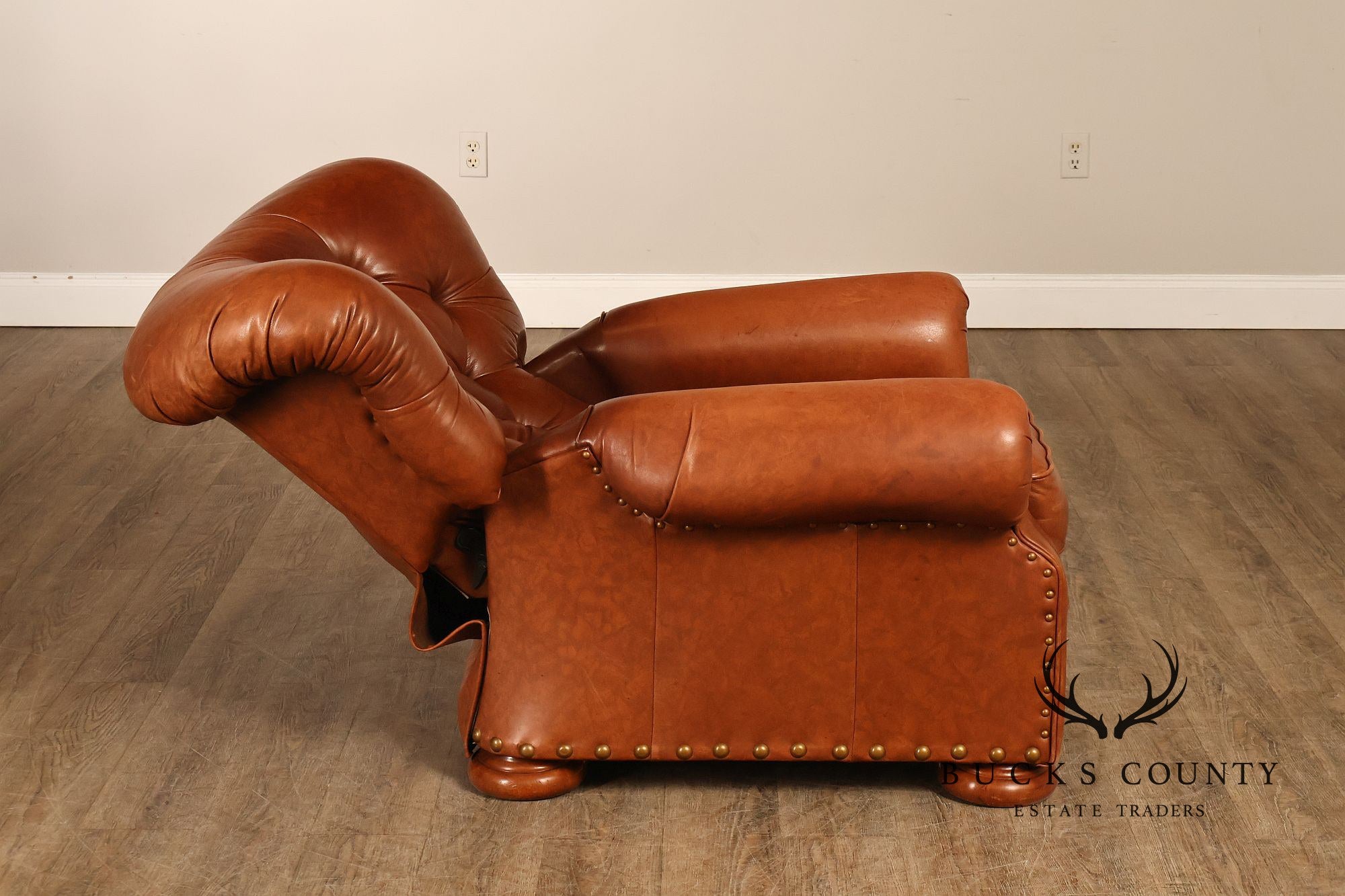 La-Z-Boy Tufted Leather Recliner Chair and Ottoman