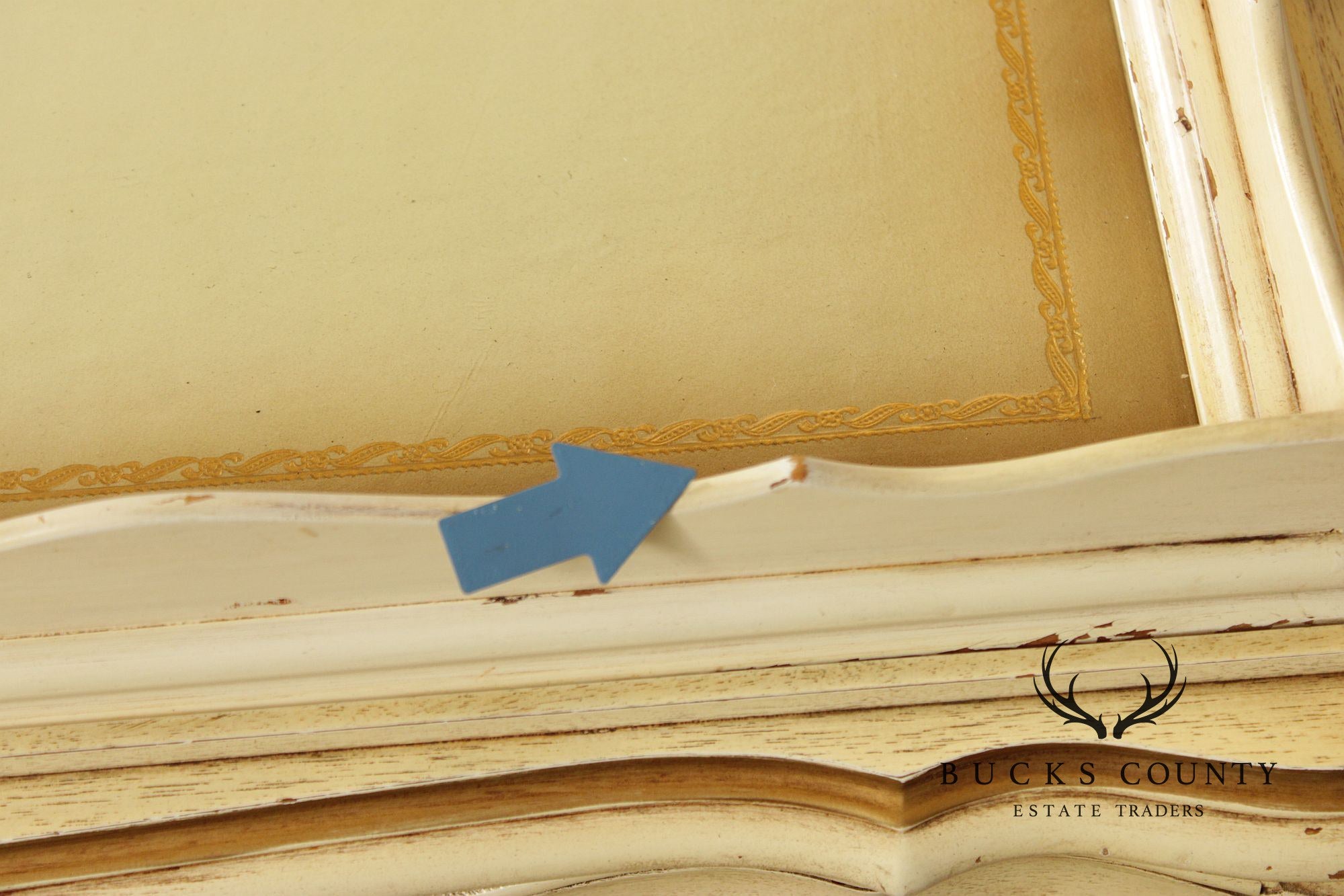 French Provincial Style Vintage Painted Tray Top Bar Cart