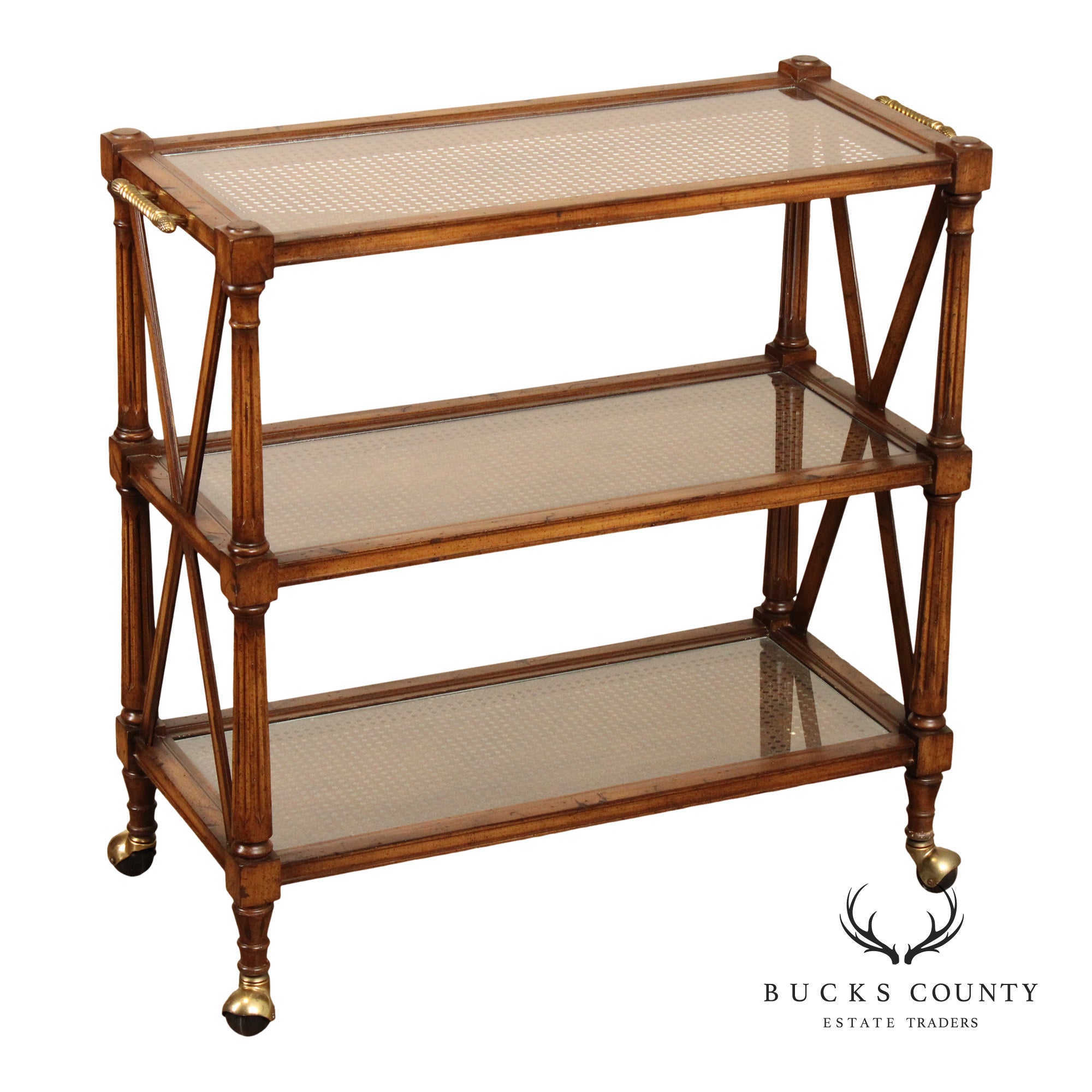 Regency Style Three-Tier Rolling Bar Cart
