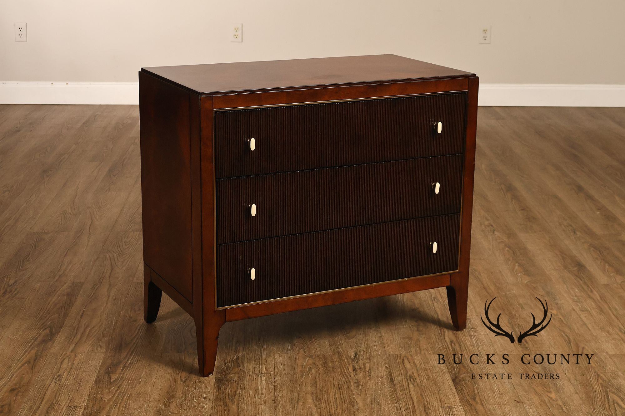 Caracole Art Deco Style Pair of Mahogany Chest Nightstands