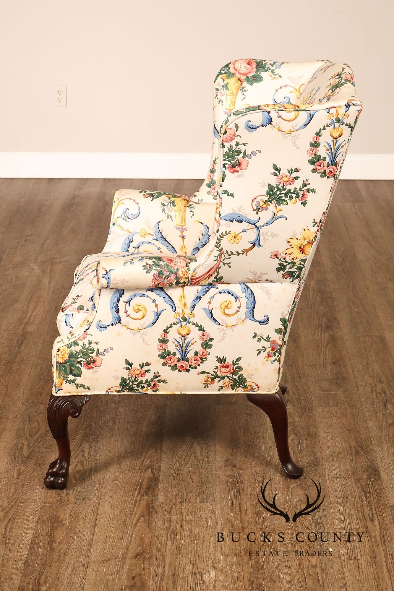 Georgian Style Upholstered Wing Chair