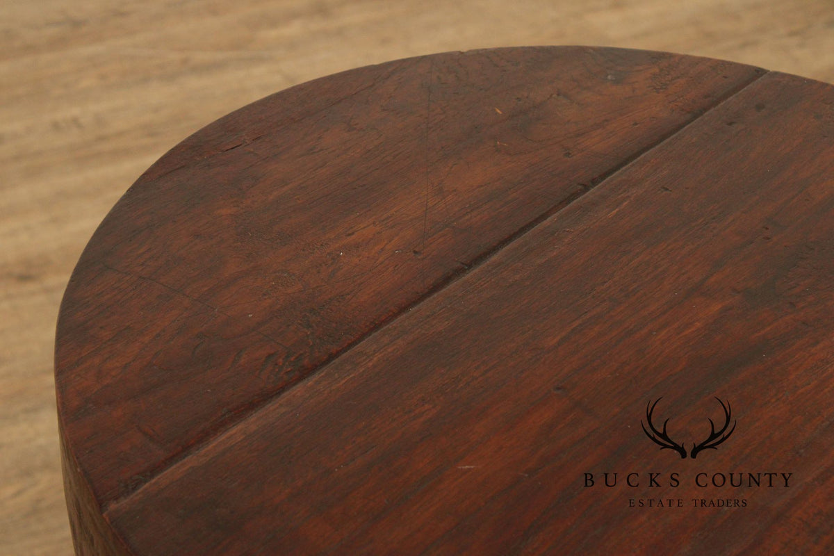 Rustic Round Two-Tier Hardwood Side Table