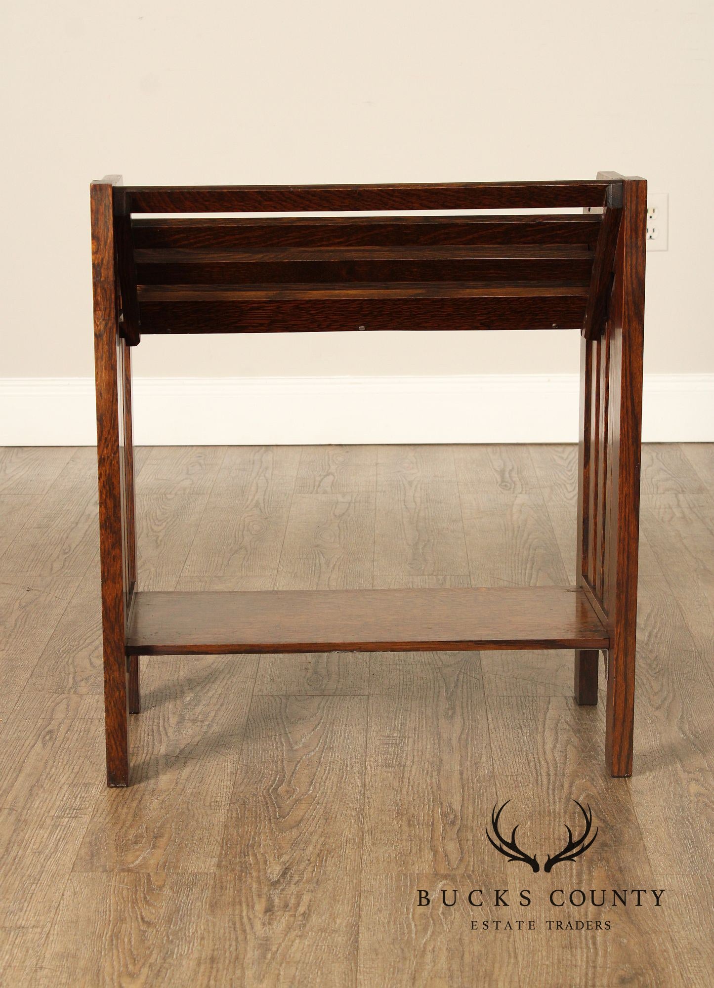 Mission Oak Arts & Crafts Magazine Stand Book Trough