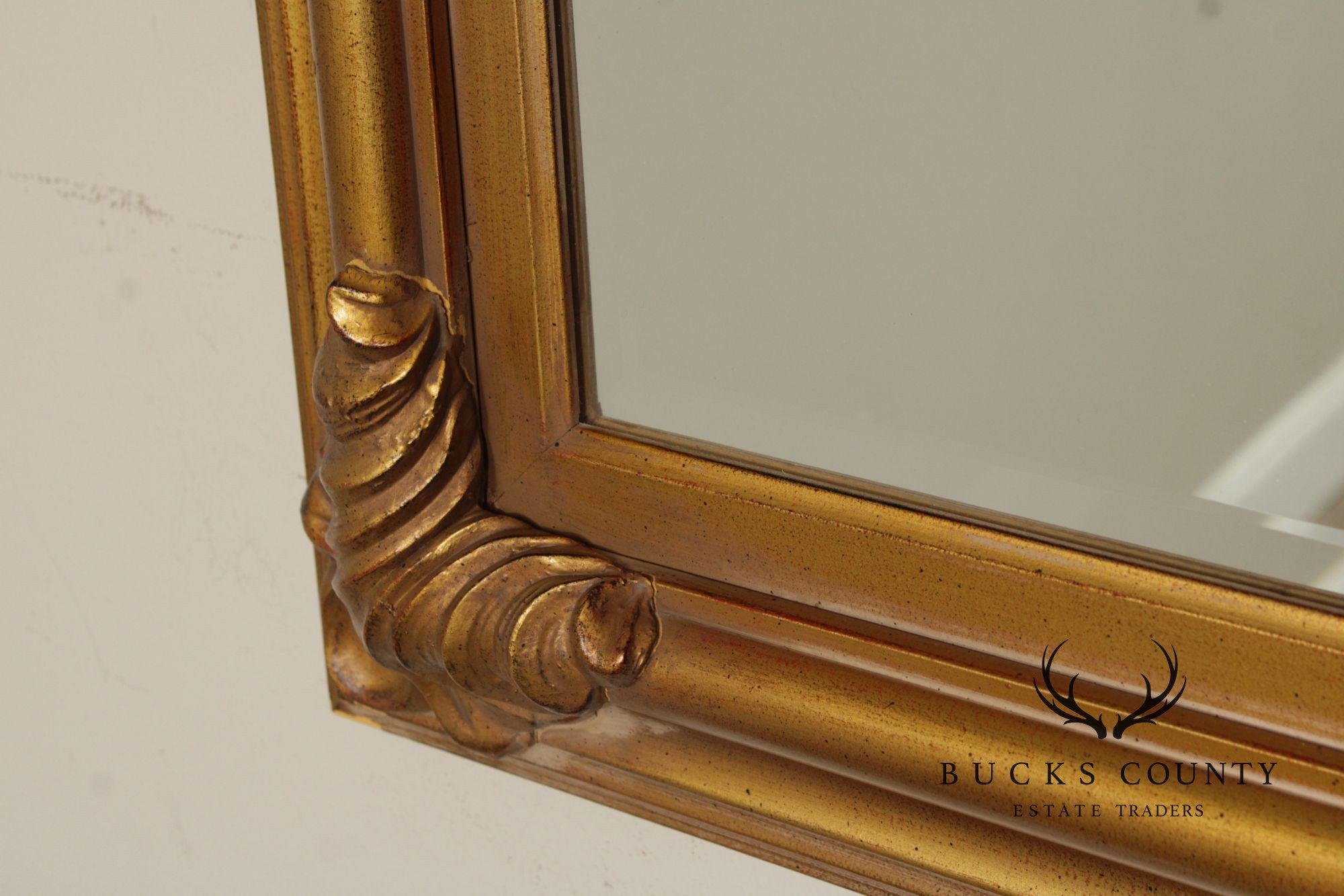 Vintage Carved Giltwood Beveled Wall Mirror