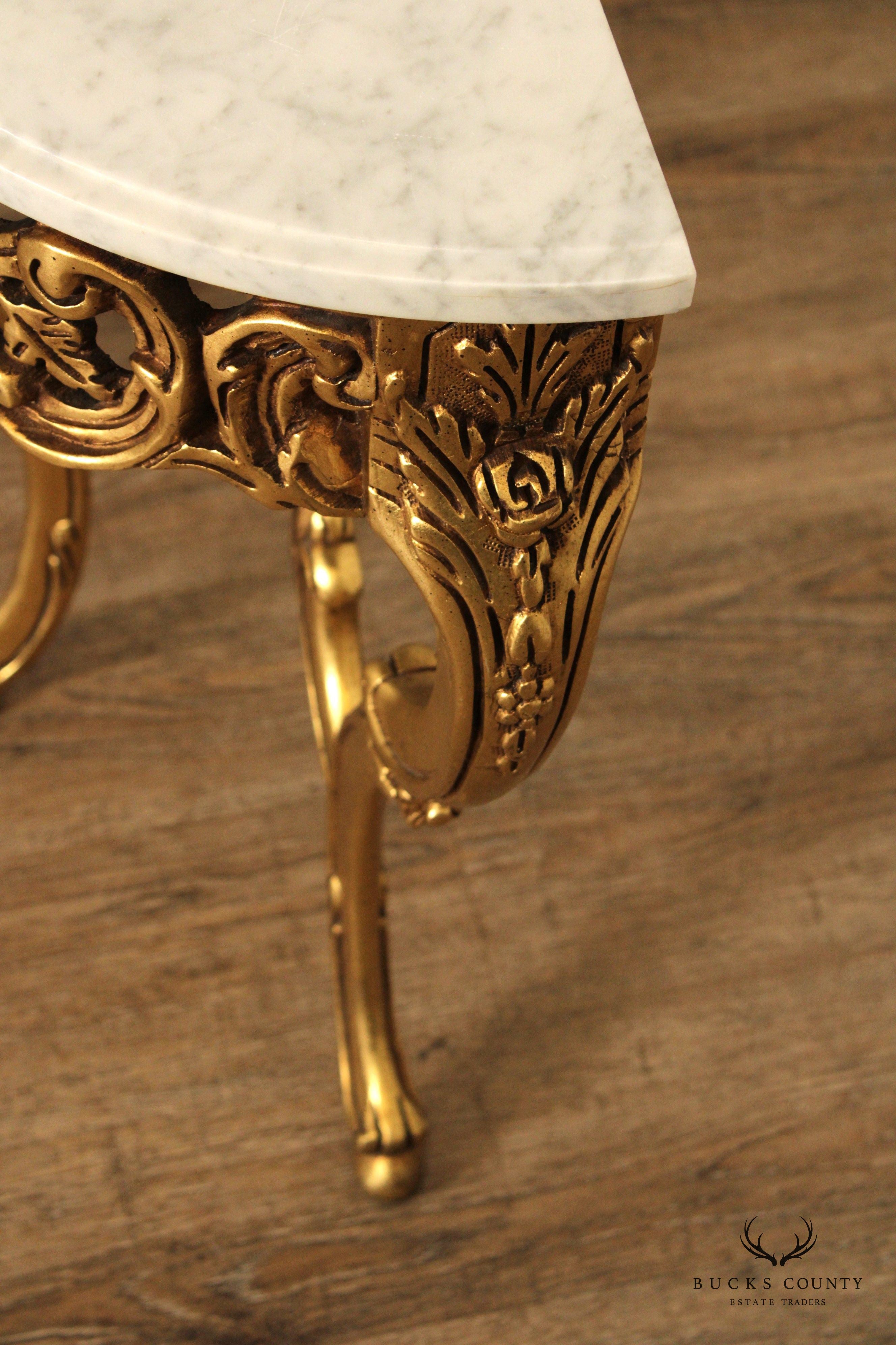 Italian Rococo Style Marble Top Giltwood Console Table