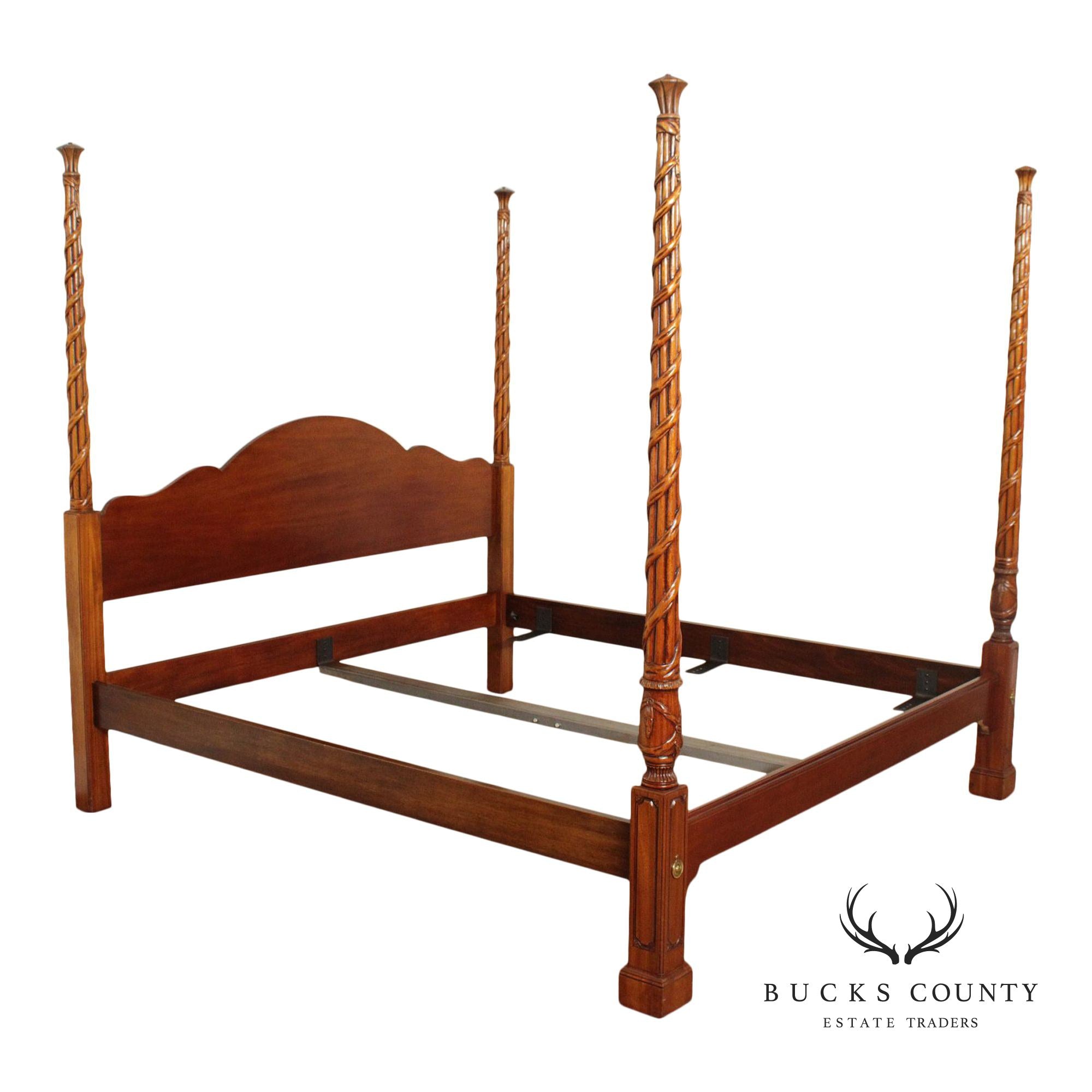 Hickory Chair Mahogany Reed and Ribbon King Size Poster Bed