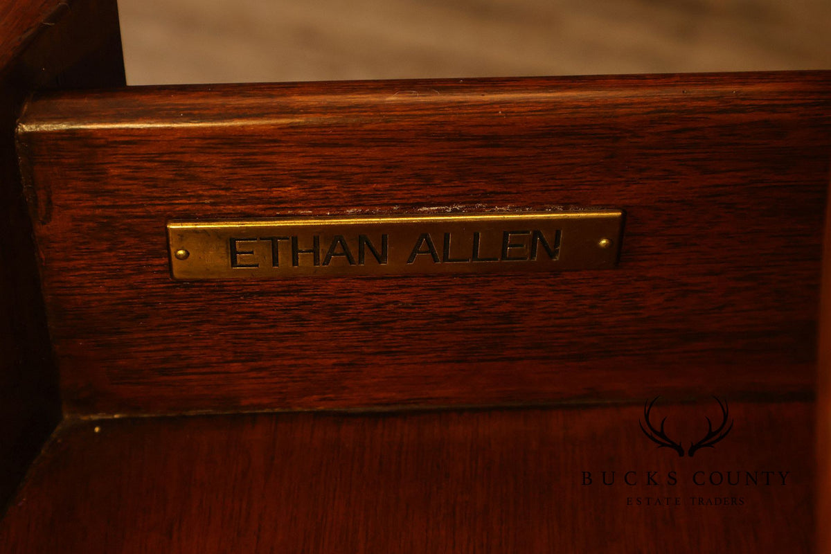 Ethan Allen Regency Style Inlaid Mahogany Demilune Console