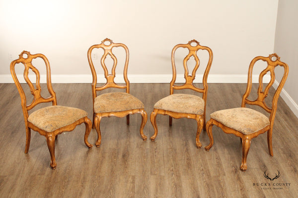 Thomasville Tuscan Style Set Of Four Carved Dining Chairs