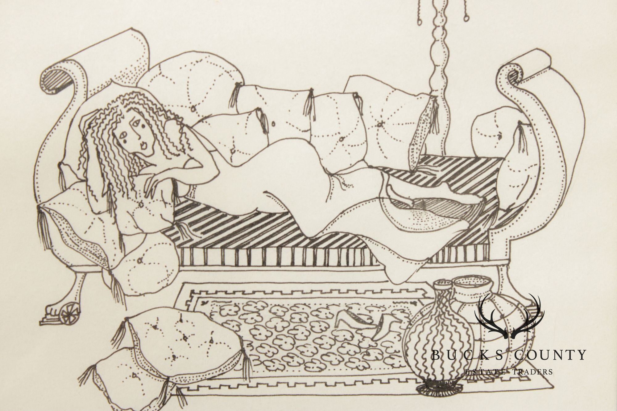 Davetta Greenberg Pen and Ink Drawing, 'In the Afternoon'