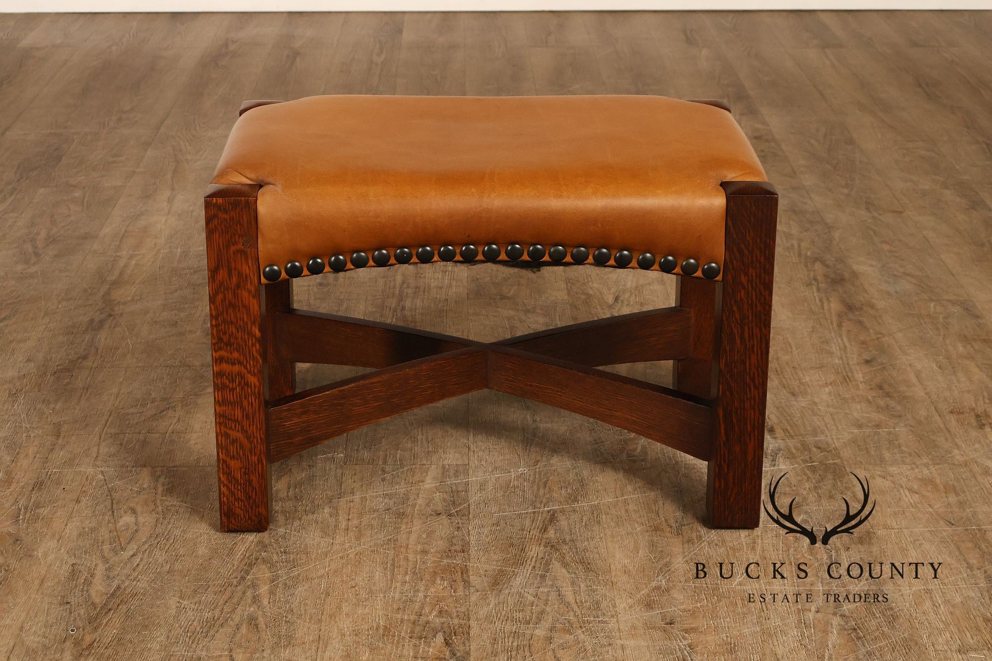 Stickley Mission Collection Oak and Leather Eastwood Footstool