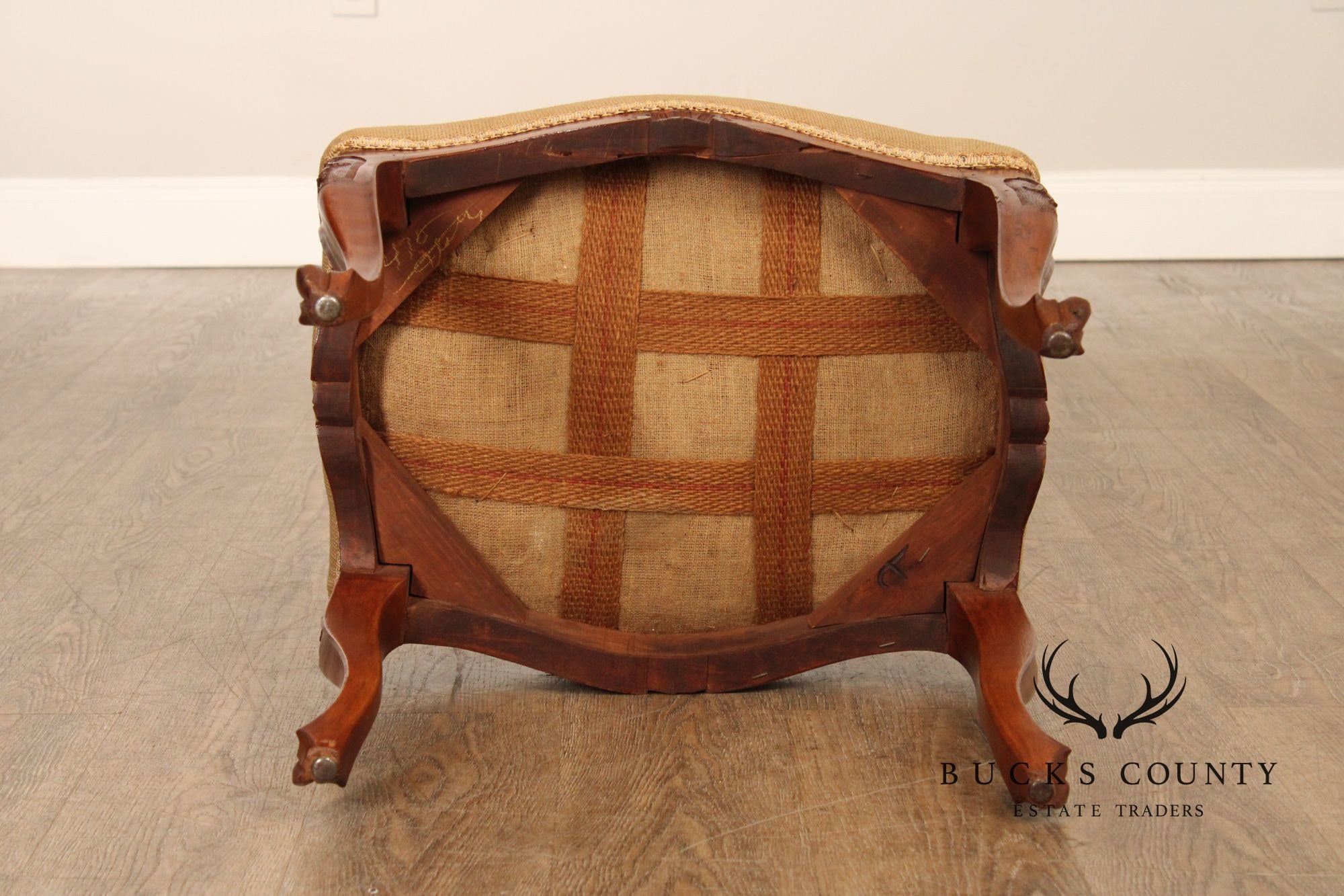 French Louis XV Style Antique Walnut Needlepoint Footstool