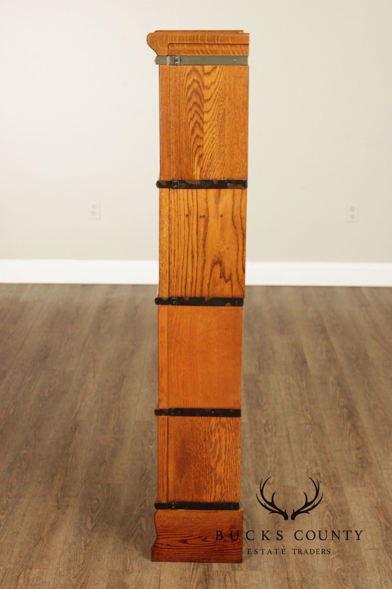 Globe Wernicke Antique Narrow Oak Four-Section Barrister Bookcase