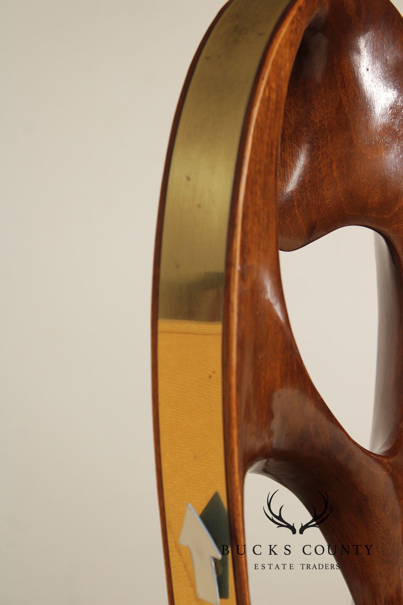 Mid Century Modern Sculpted Brass and Walnut Table Lamp By Modeline