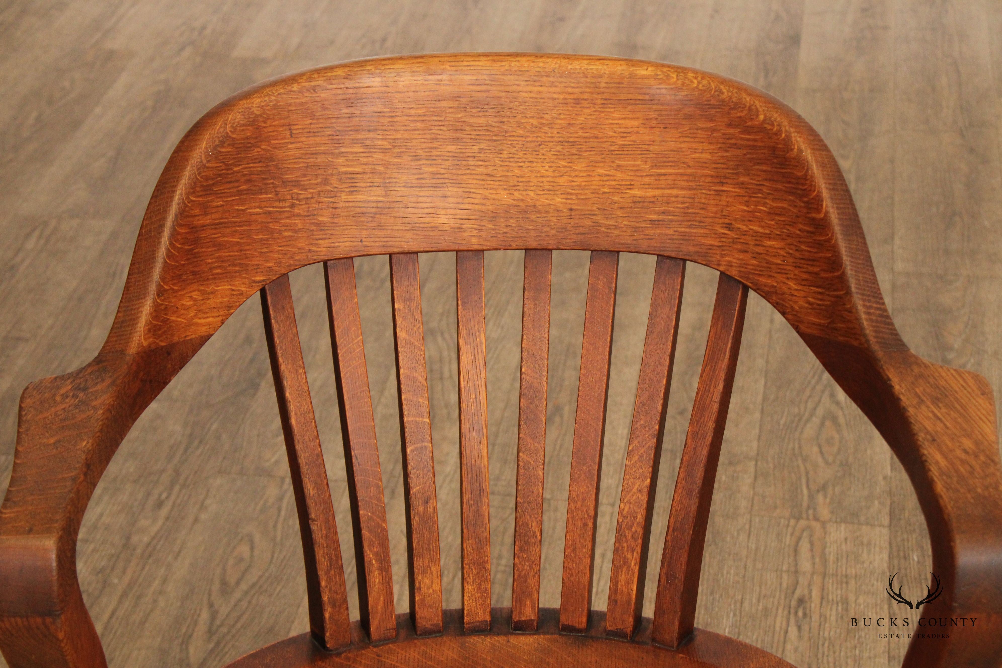 Antique Oak Bank Of England Armchair