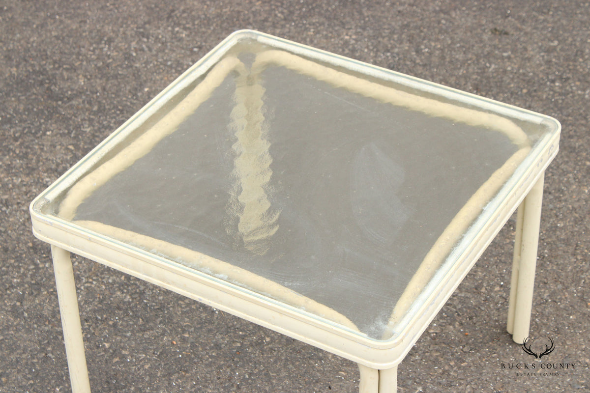 Brown Jordan Vintage Outdoor Patio Glass Square Top Side Table