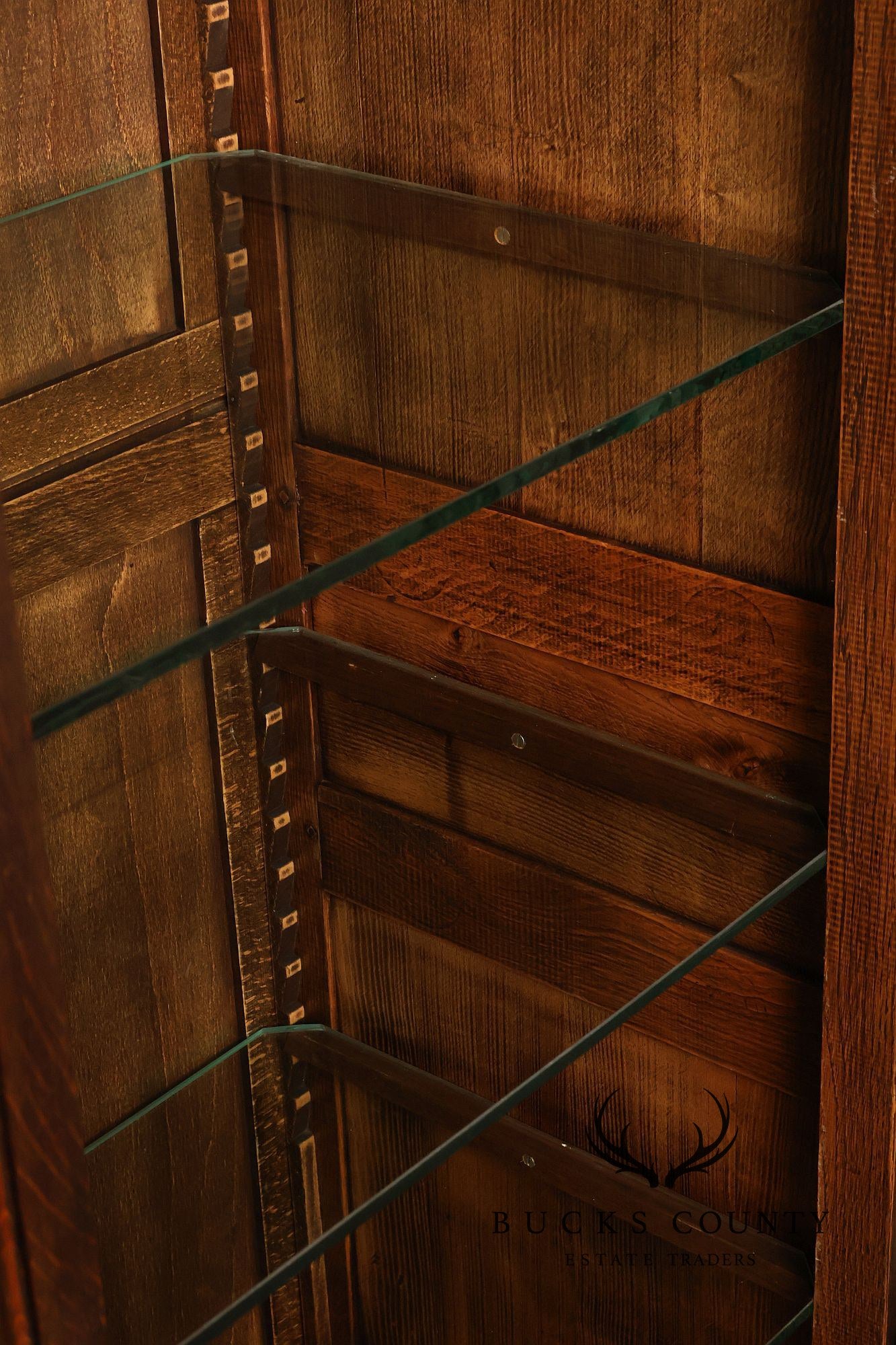 French Country Louis XV Style Vintage Oak China Display Cabinet