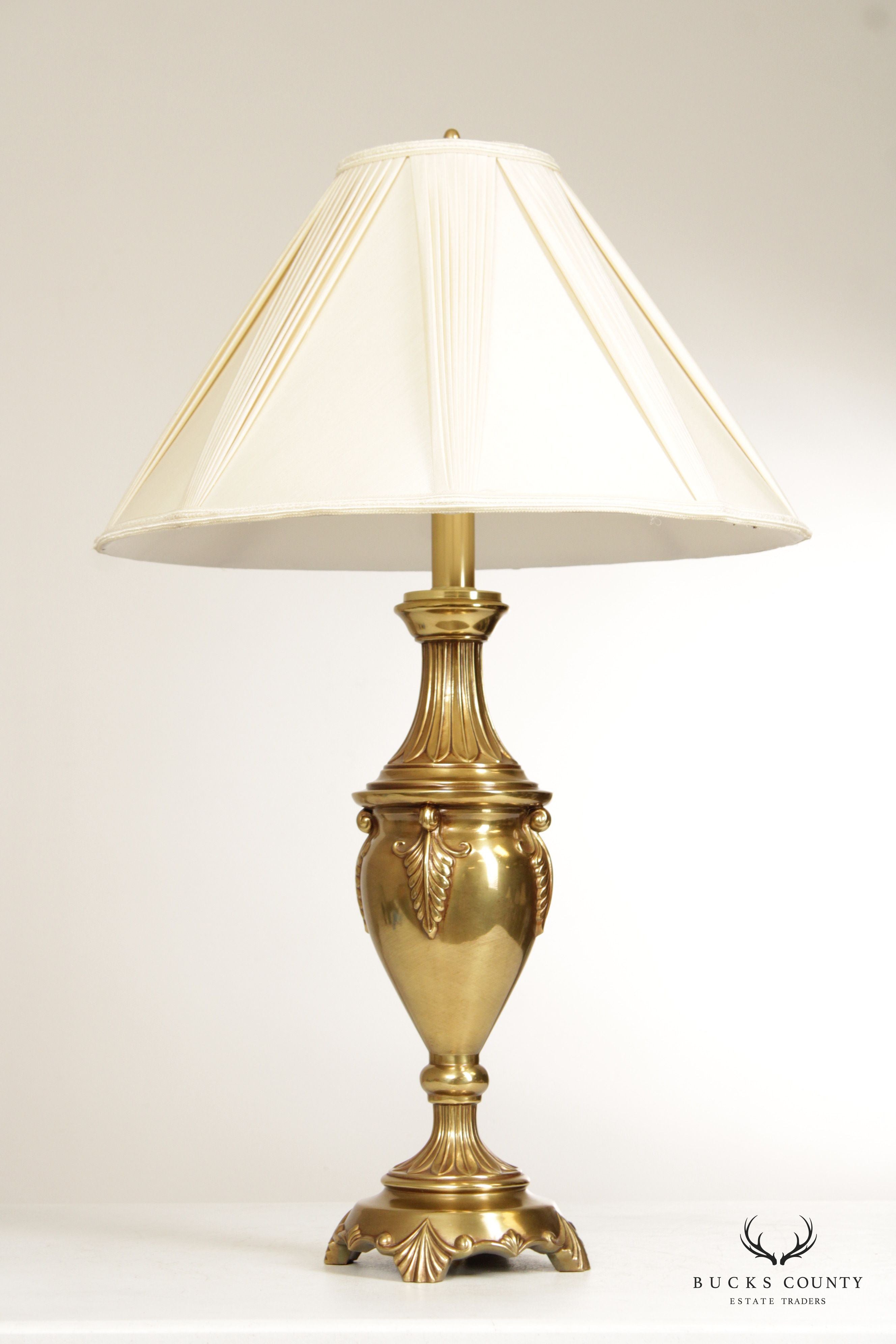 Pair of Traditional Polished Brass Urn Style Lamps