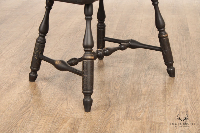 Ashlen Set Of Four Distress Black Painted Windsor Dining Chairs
