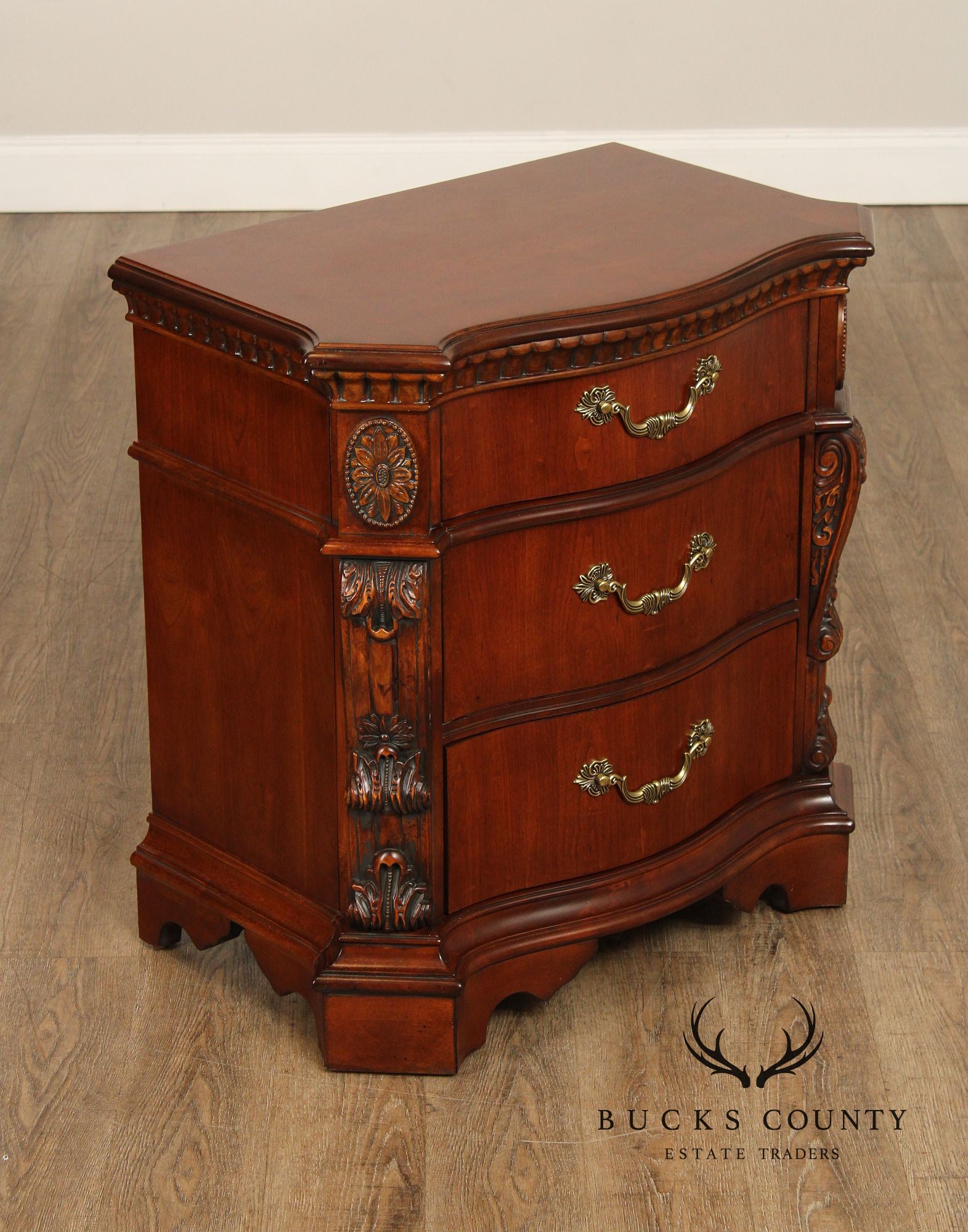 Pulaski Rococo Style Pair of Carved Nightstands