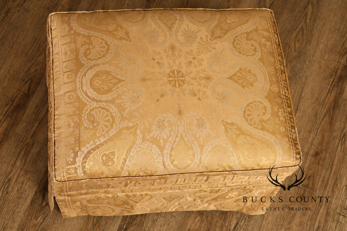TRS Furniture Traditional Gold D amask Upholstered Lounge Chair And Ottoman
