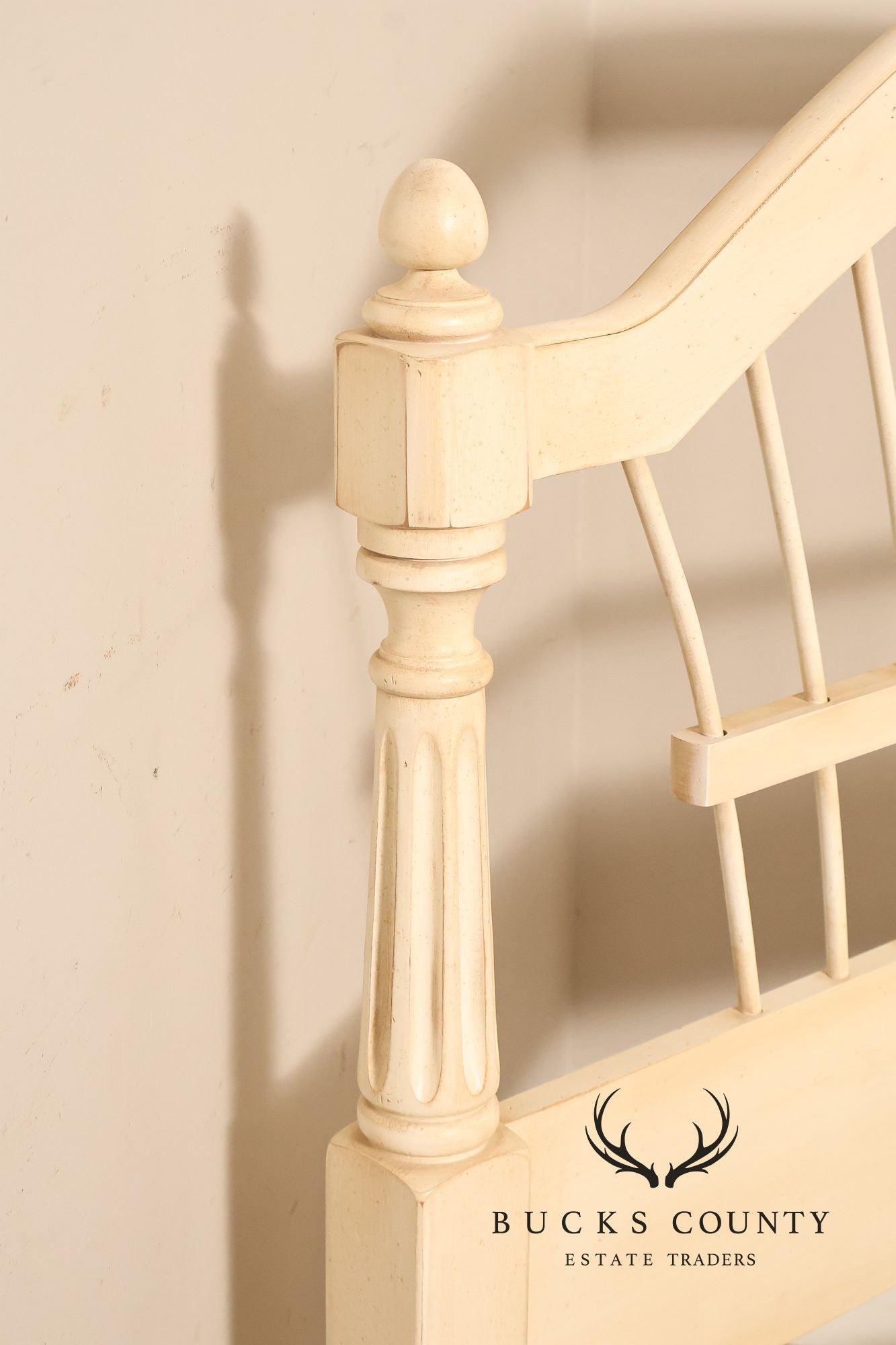 Ethan Allen French Country Style Cream Painted Full Spindle Bedframe