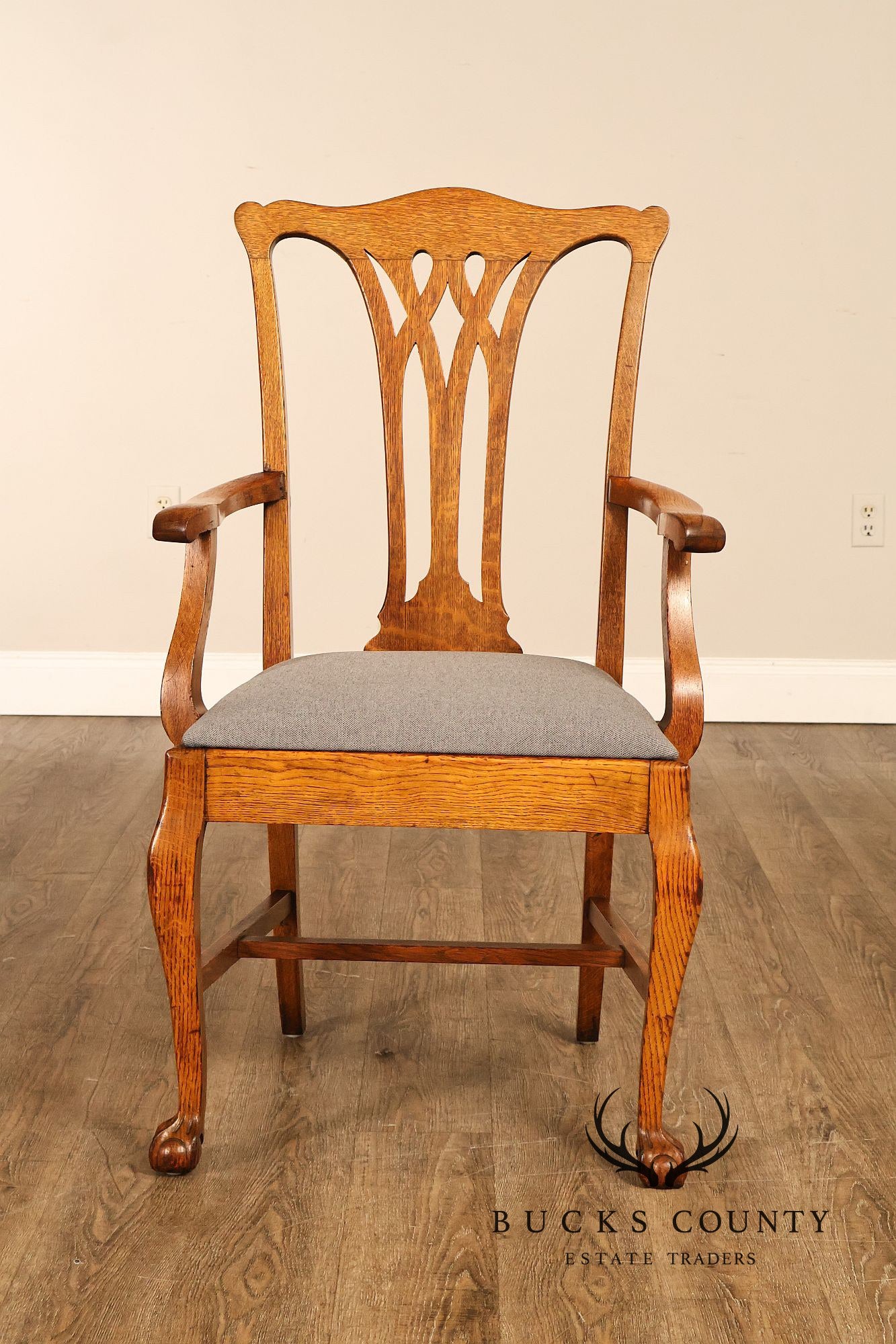 Renaissance Revival Set of Five Carved Oak Dining Chairs