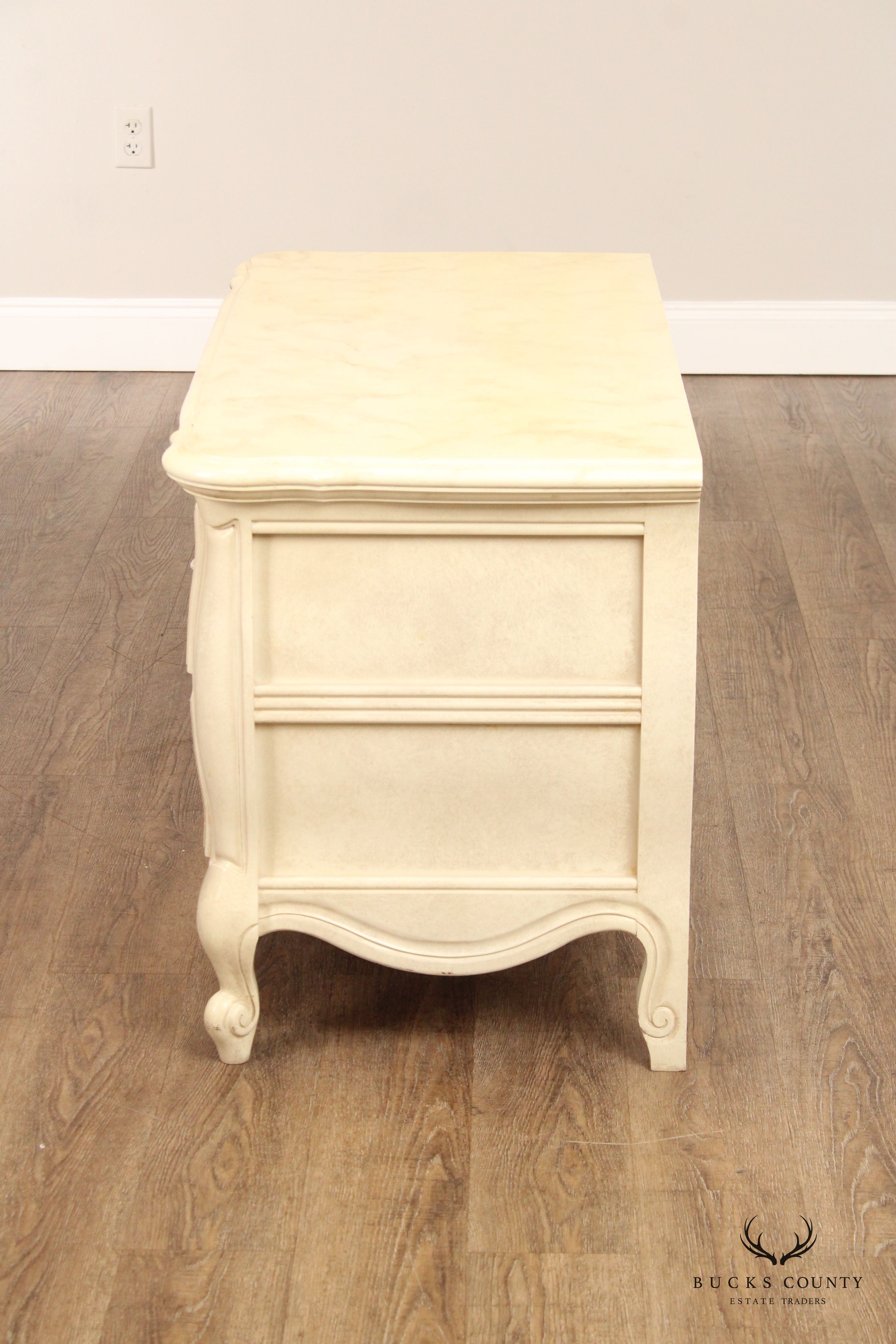 Union National French Provincial Style Pair of Painted Commodes