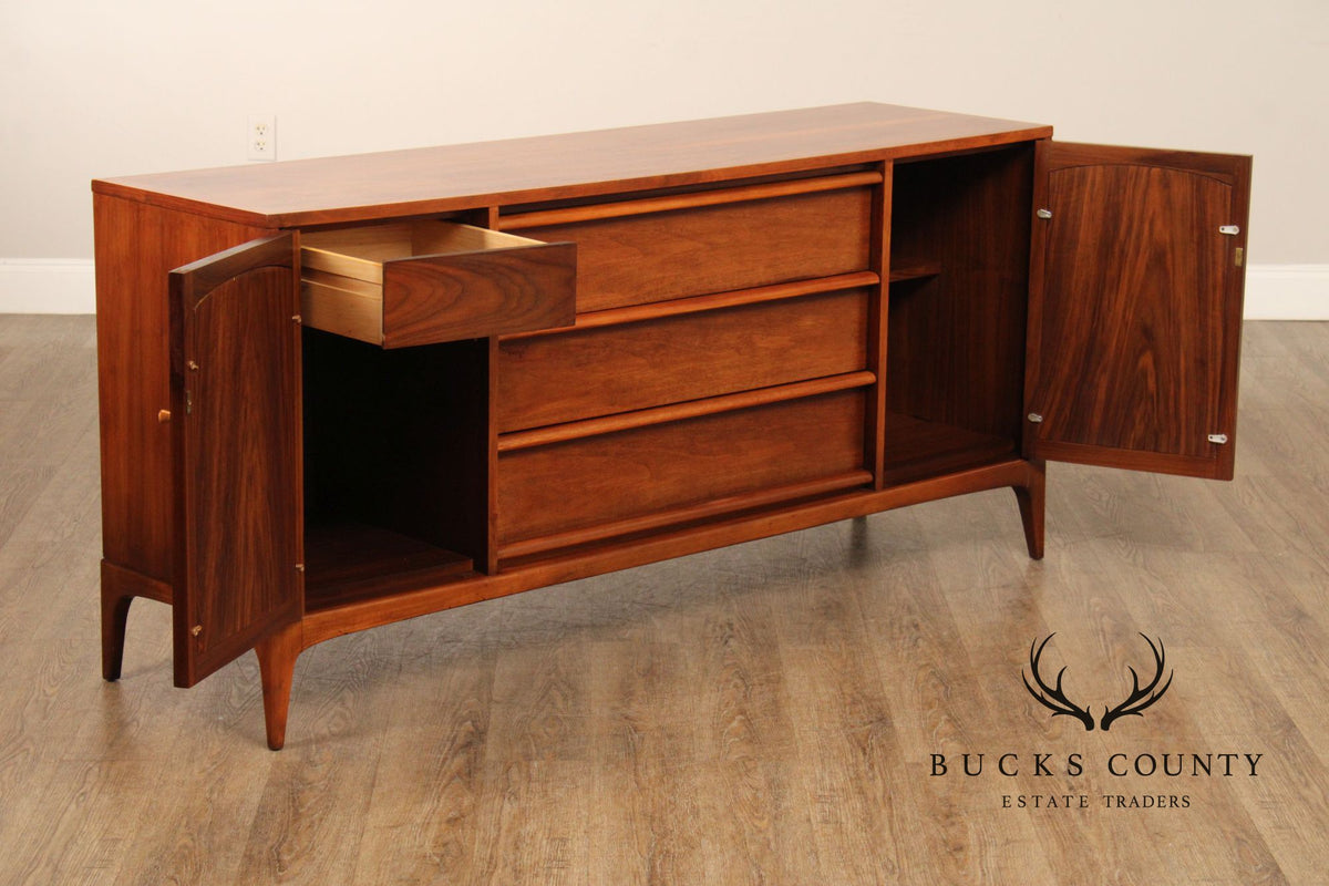 Lane Rhythm Mid Century Modern Walnut Sideboard With Cane Doors