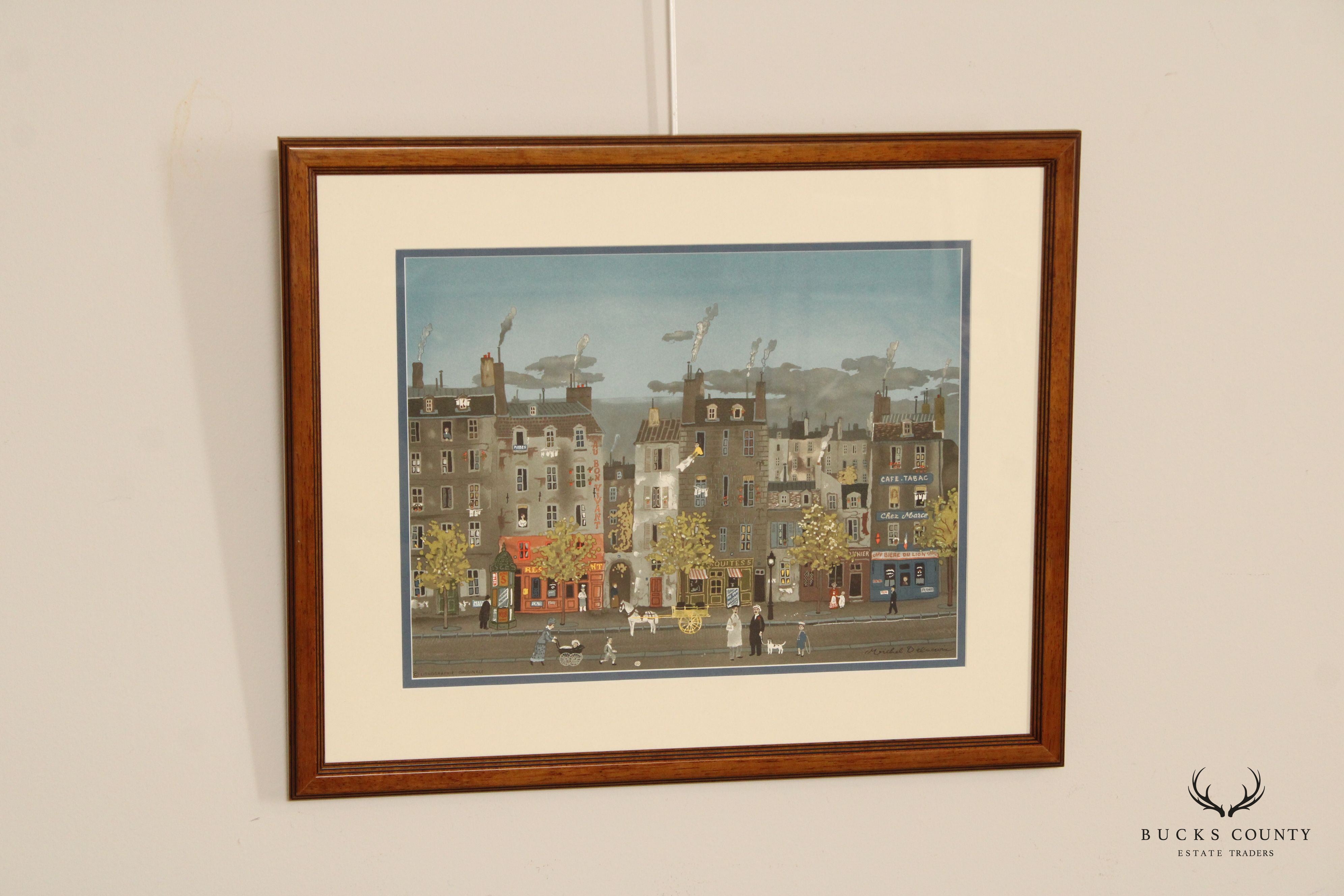 Michel Delacroix 'L'Homme Sandwich' Framed Colored Lithograph