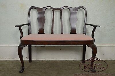 Custom Solid Mahogany Queen Anne Childs Settee