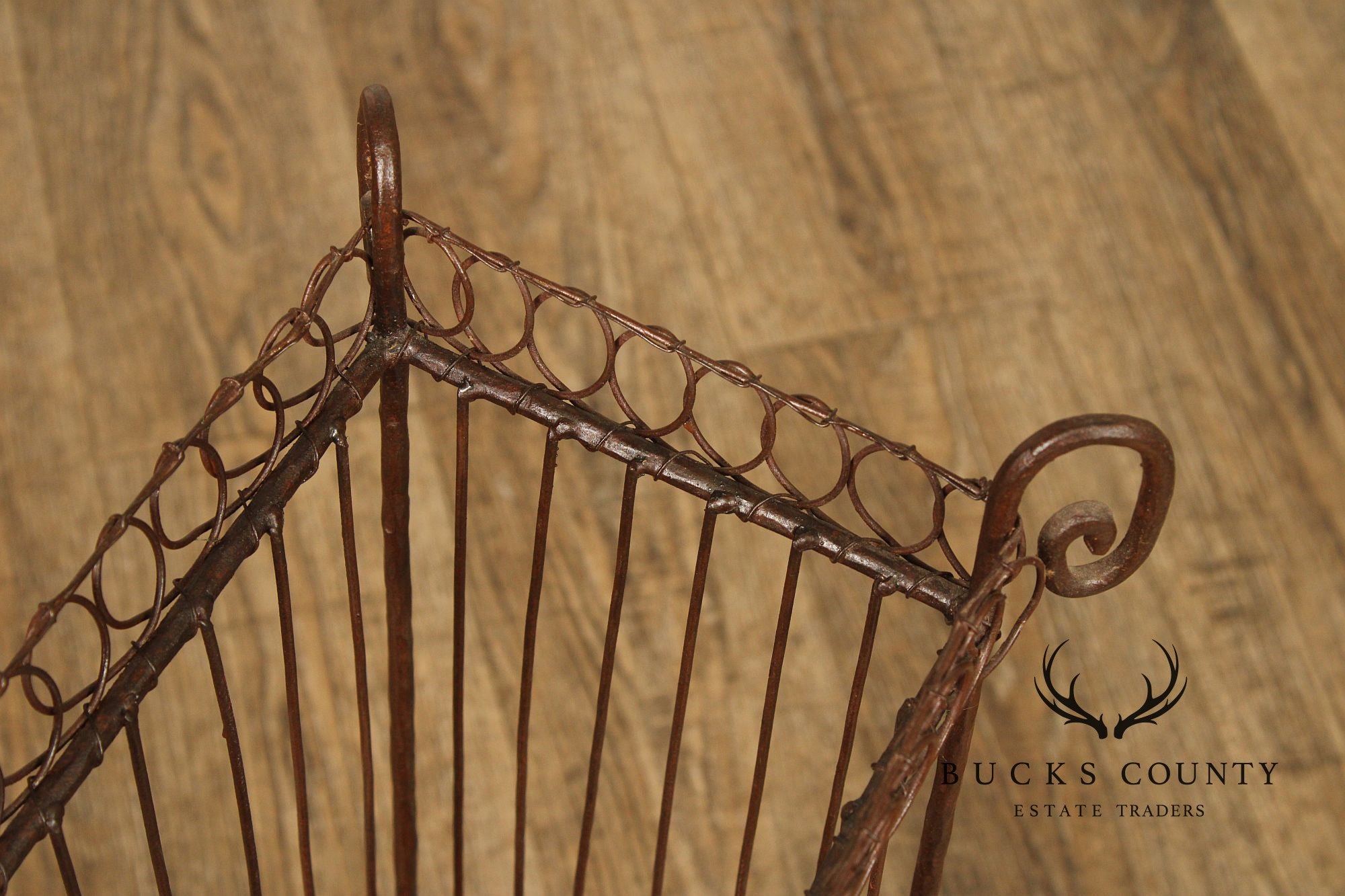 Vintage Wrought Iron Umbrella Stand with Red Liner