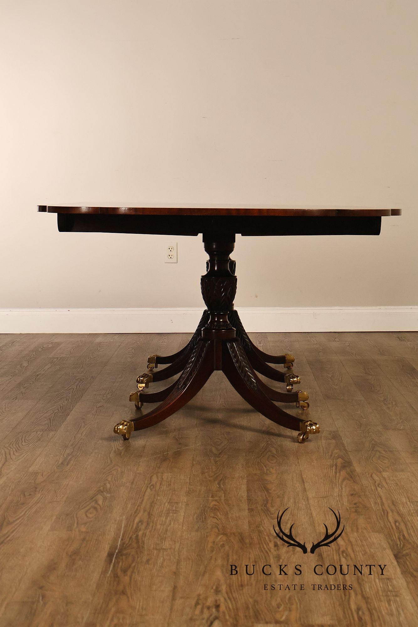 Kindel Georgian Style Double Pedestal Mahogany Dining Table