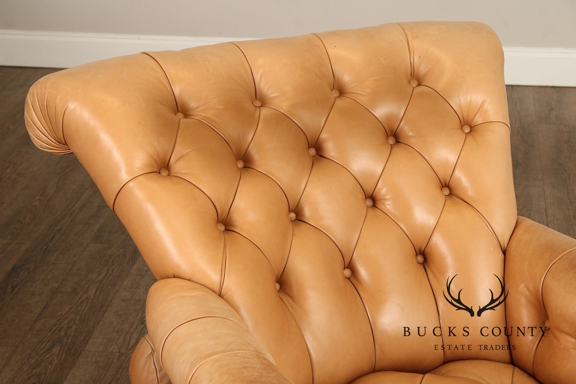 English Regency Style Tufted Leather Lounge Chair