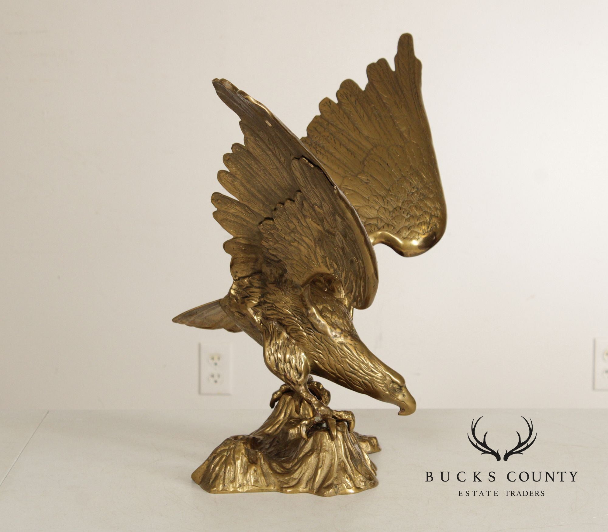 Large Vintage Brass Eagle Statue