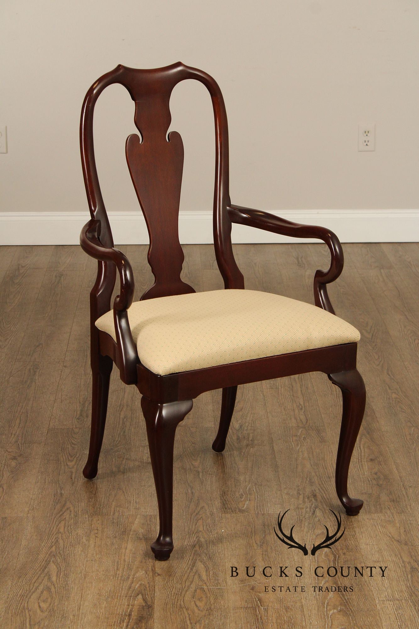 Councill Queen Anne Style Set of Ten Carved Mahogany Dining Chairs