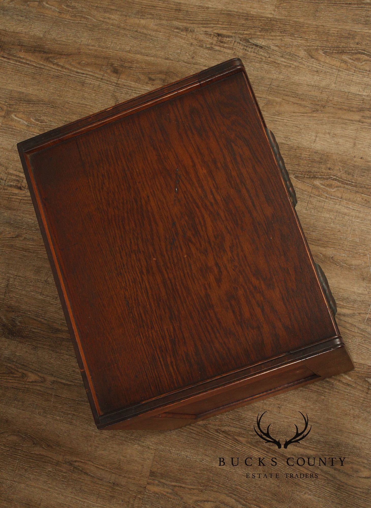 Antique Globe Oak Flat File Cabinet