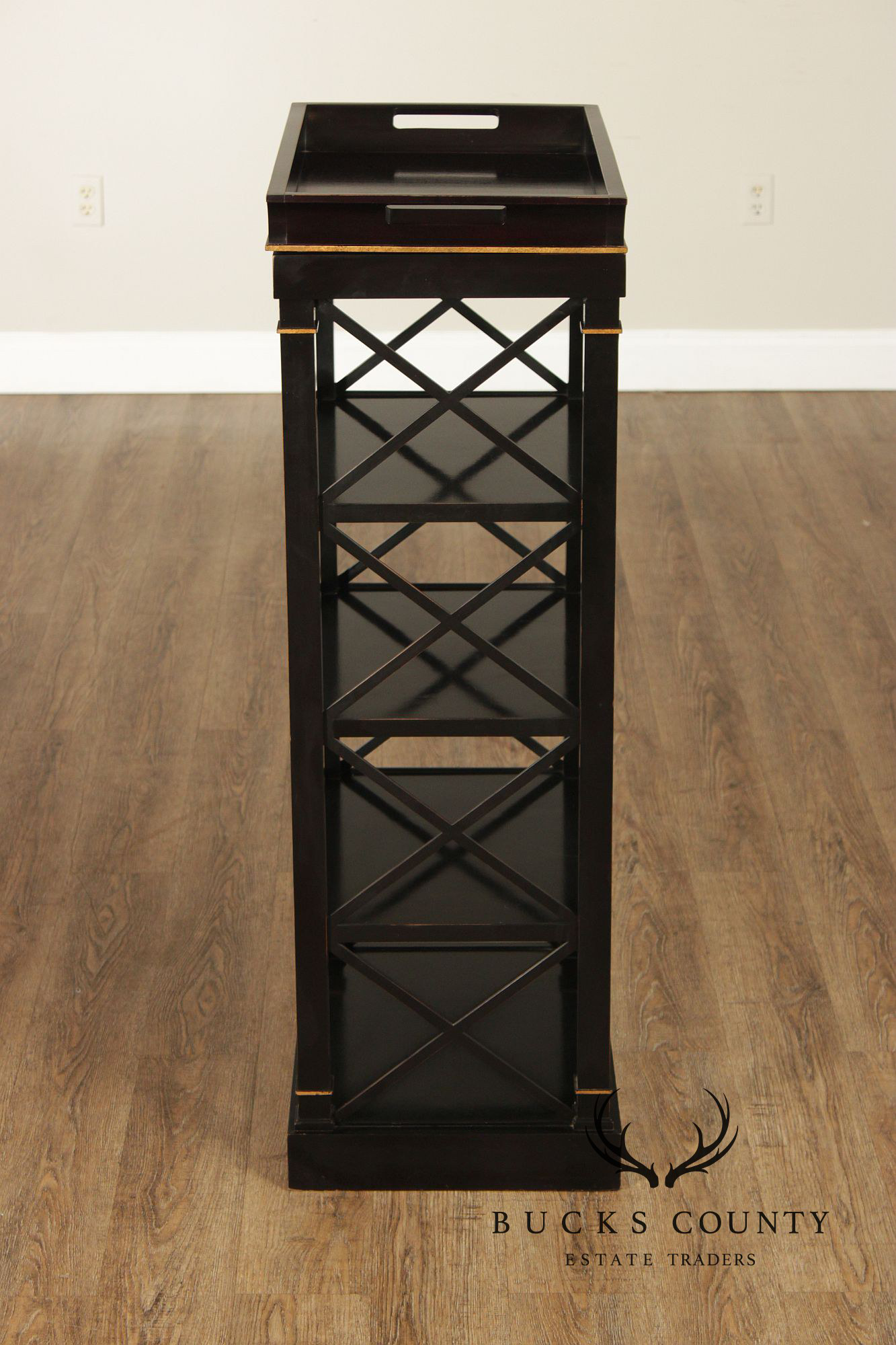 Baker Furniture Neoclassical Style Pair of Tray Top Bookcases