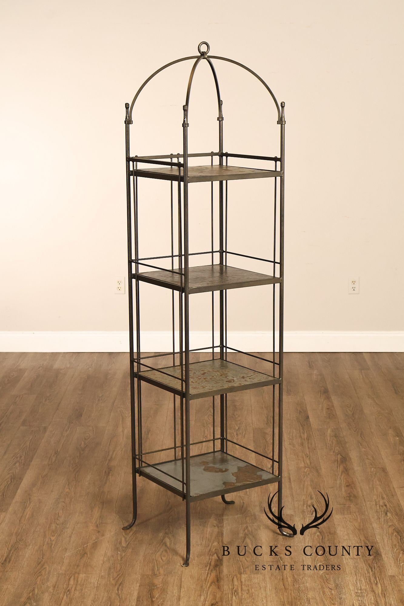 Charleston Forge Iron Etagere Four Tier Baker's Rack With Slate Shelves