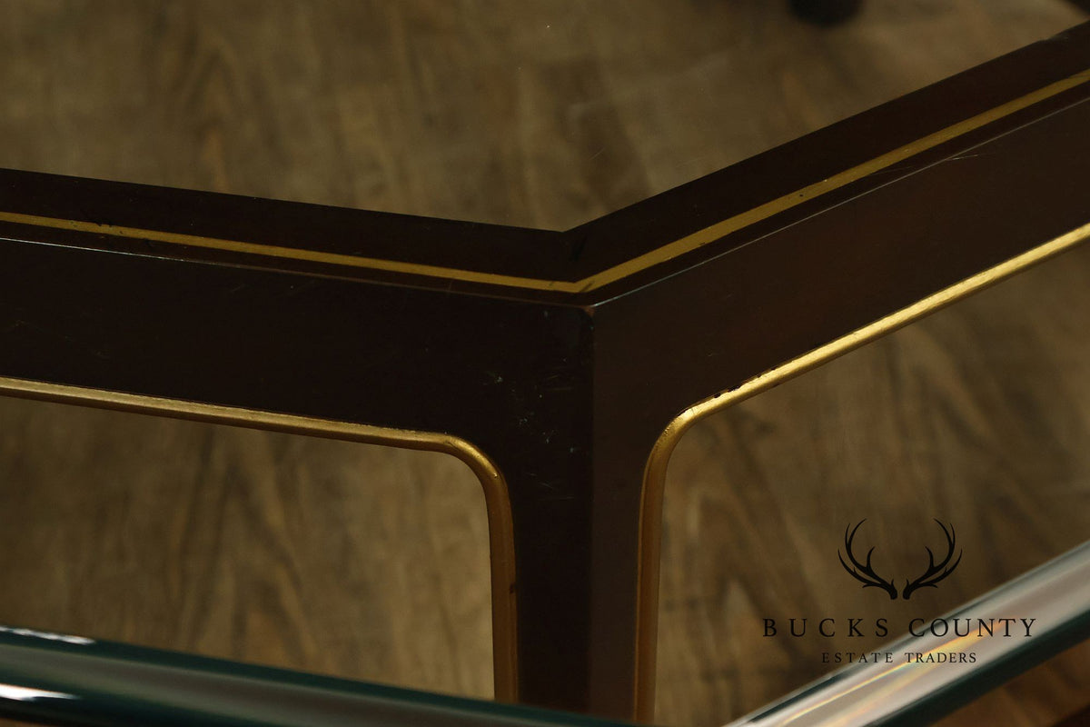 Asian Style Glass Top Octagonal Coffee Table