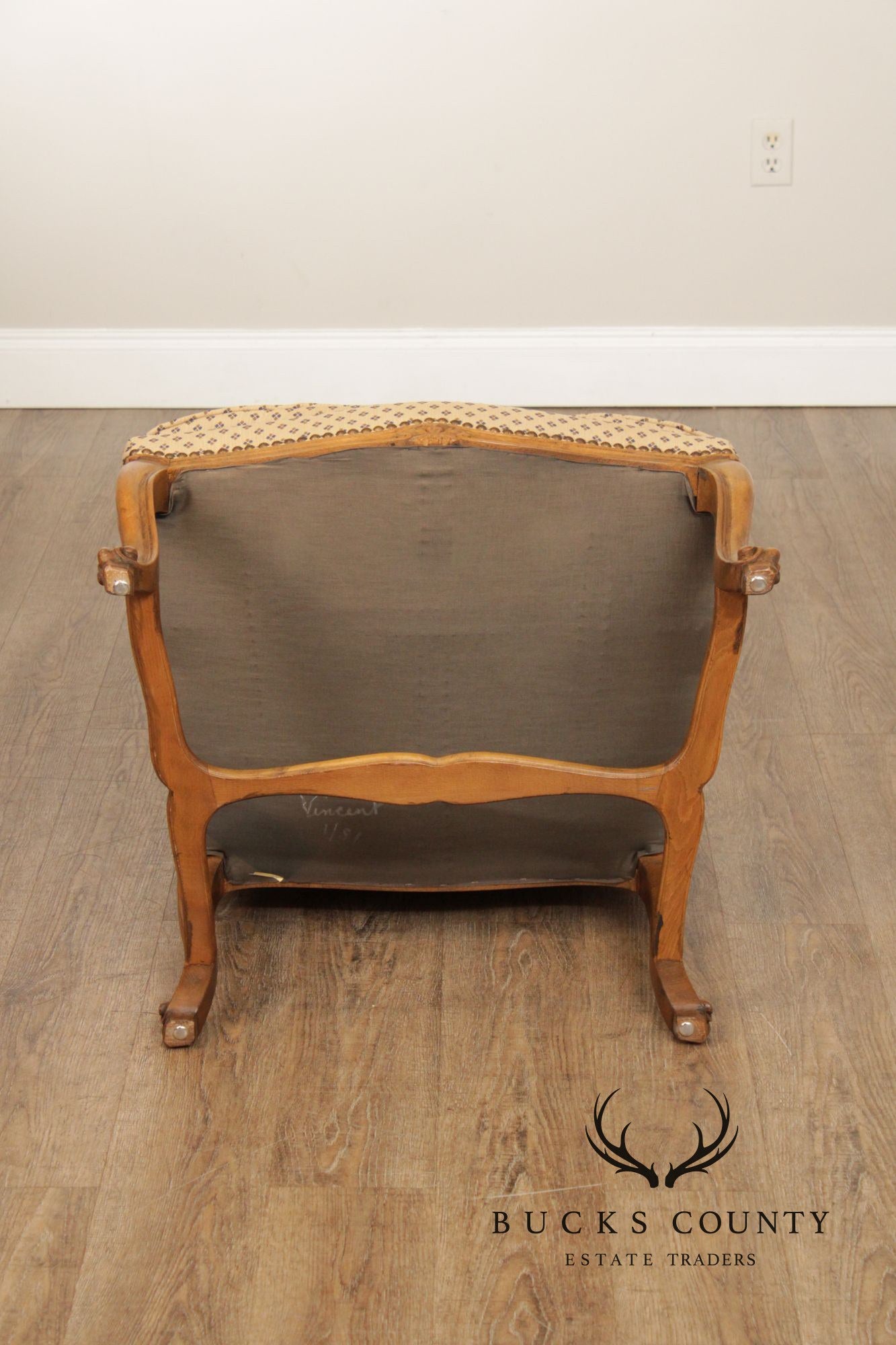French Provincial Style Carved Frame Fauteuil Armchair
