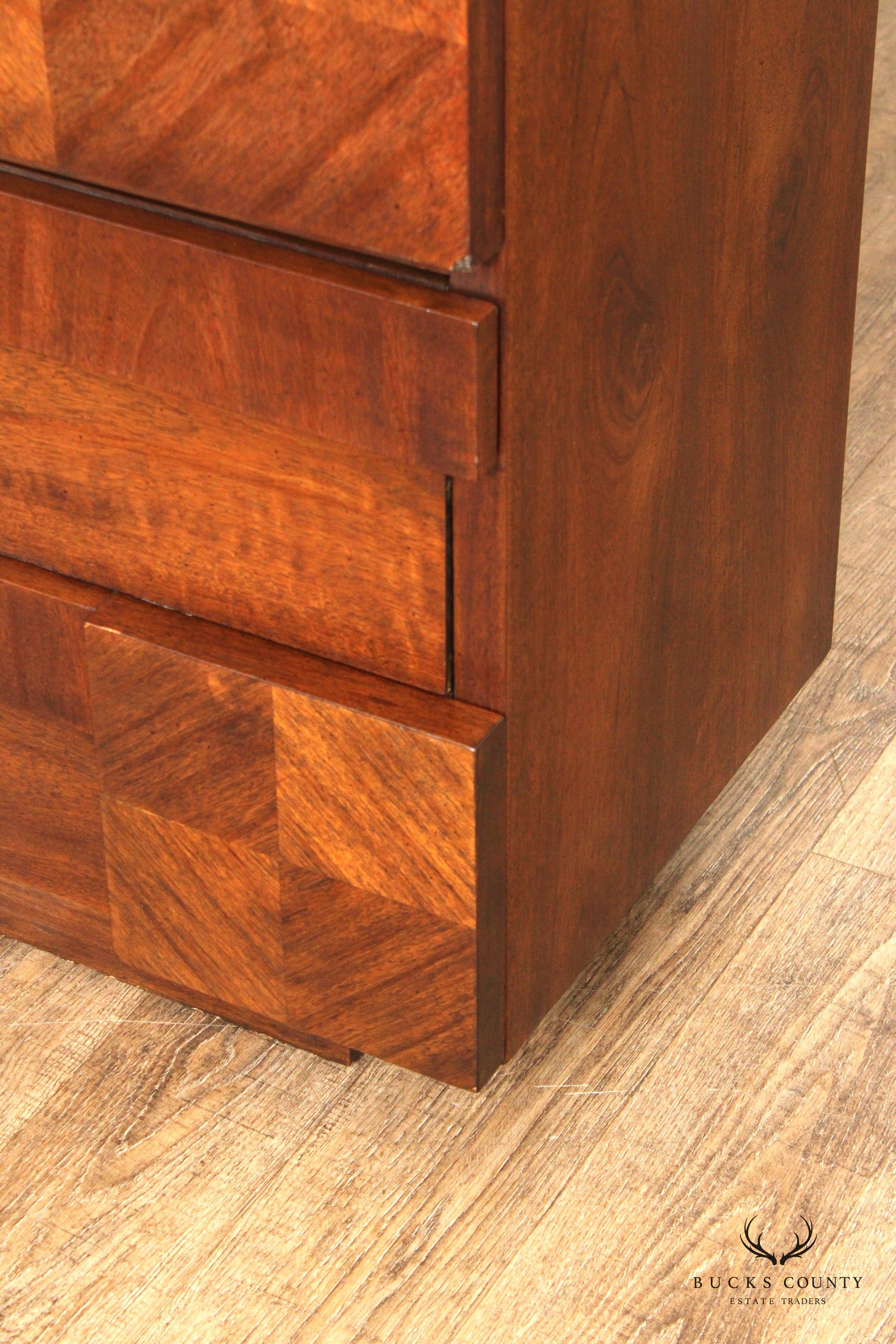 Lane Brutalist Style Staccato Walnut High Chest