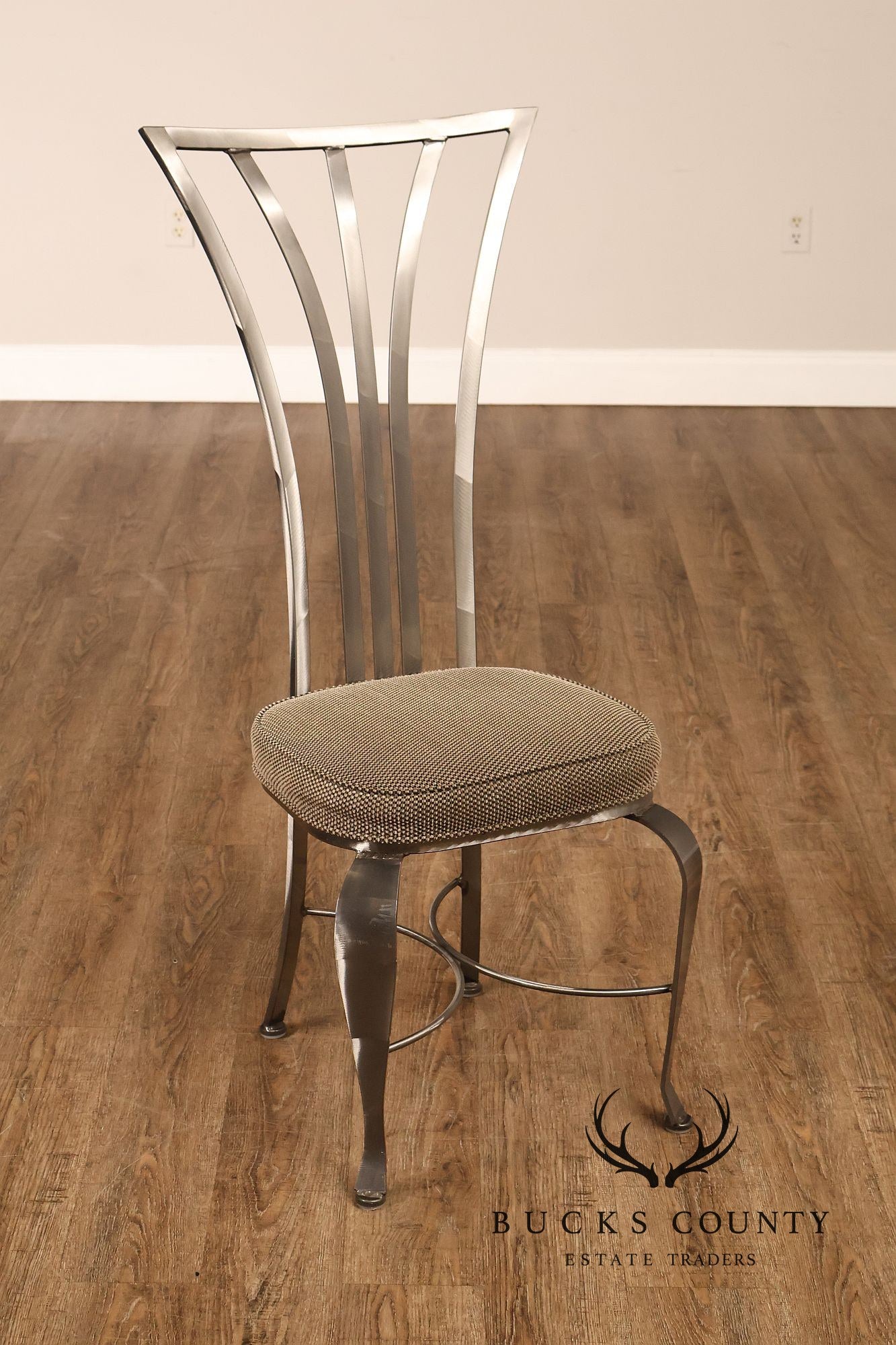 Shaver Howard Modern Style Set Of Eight Brushed Steel Dining Chairs