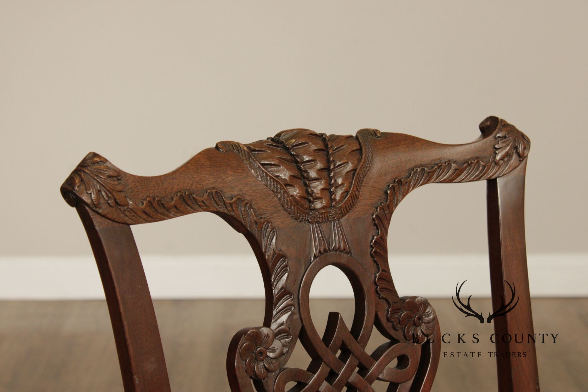 1940's Chippendale Style Custom Mahogany Set Of Six Dining Chairs