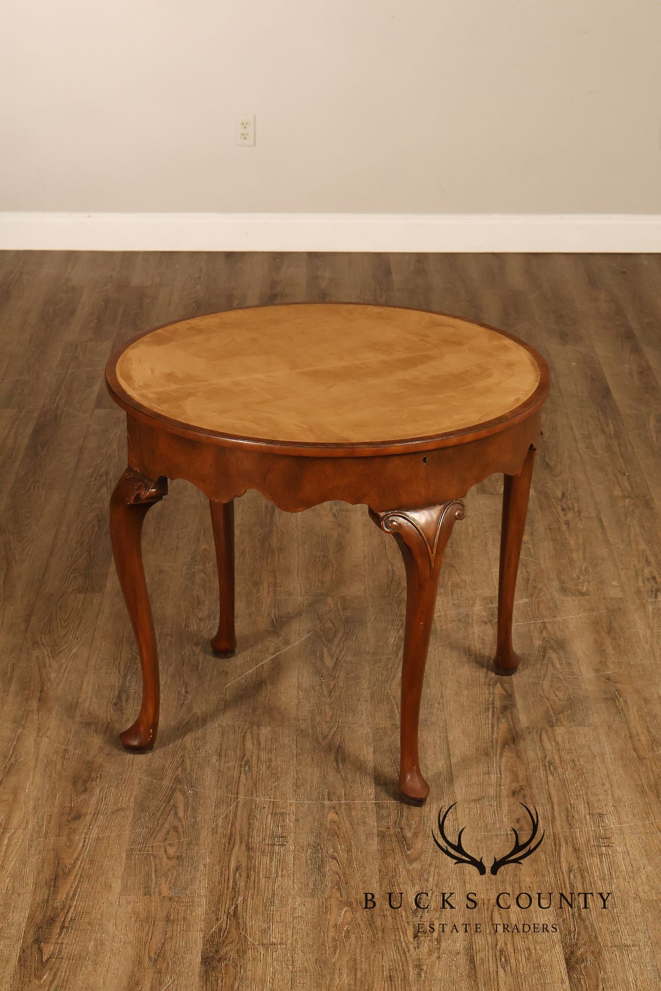 Baker Furniture Vintage Pair Of Walnut Demilune Flip Top Card Tables