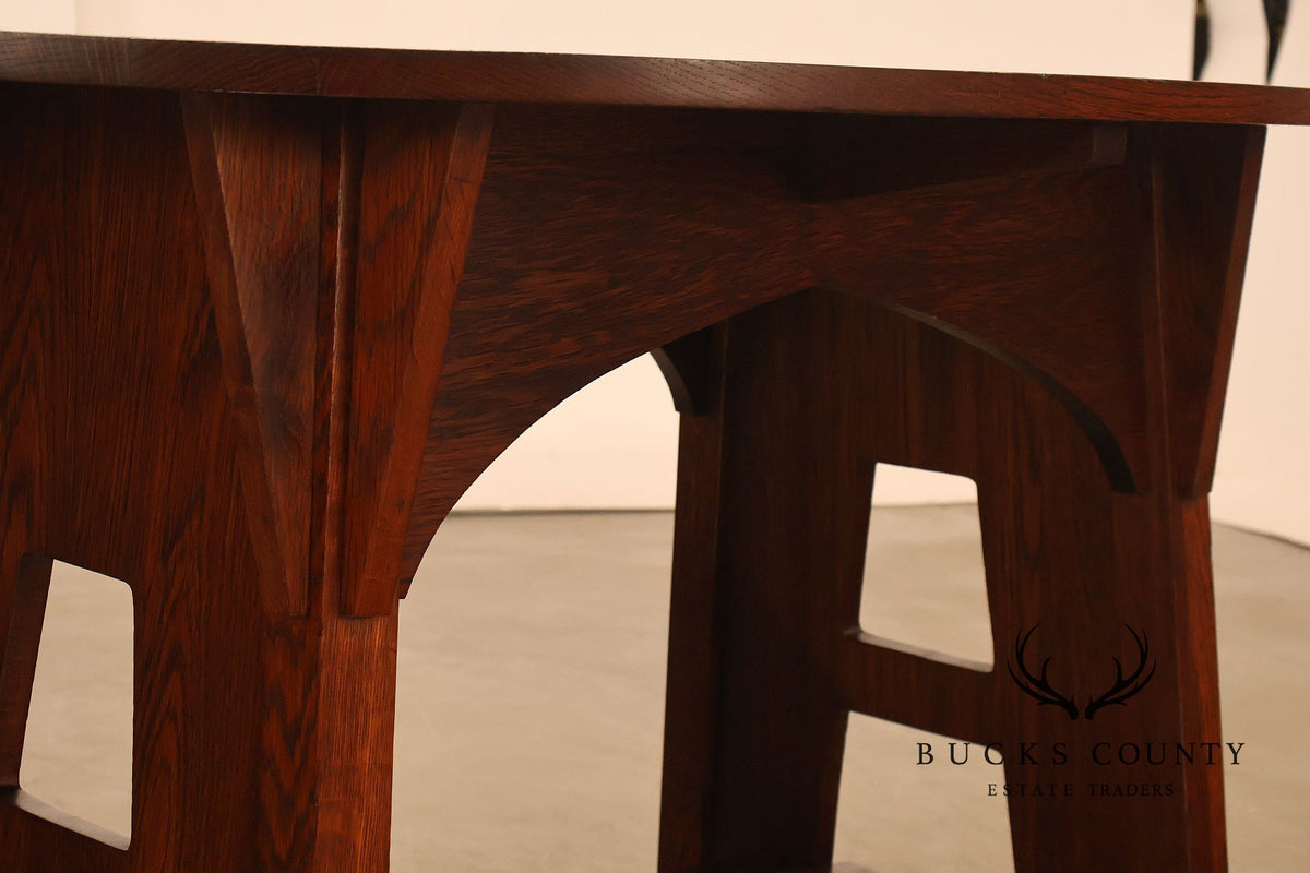 Antique Limbert Model 146 Arts And Crafts Oak Oval Table With Ash Top