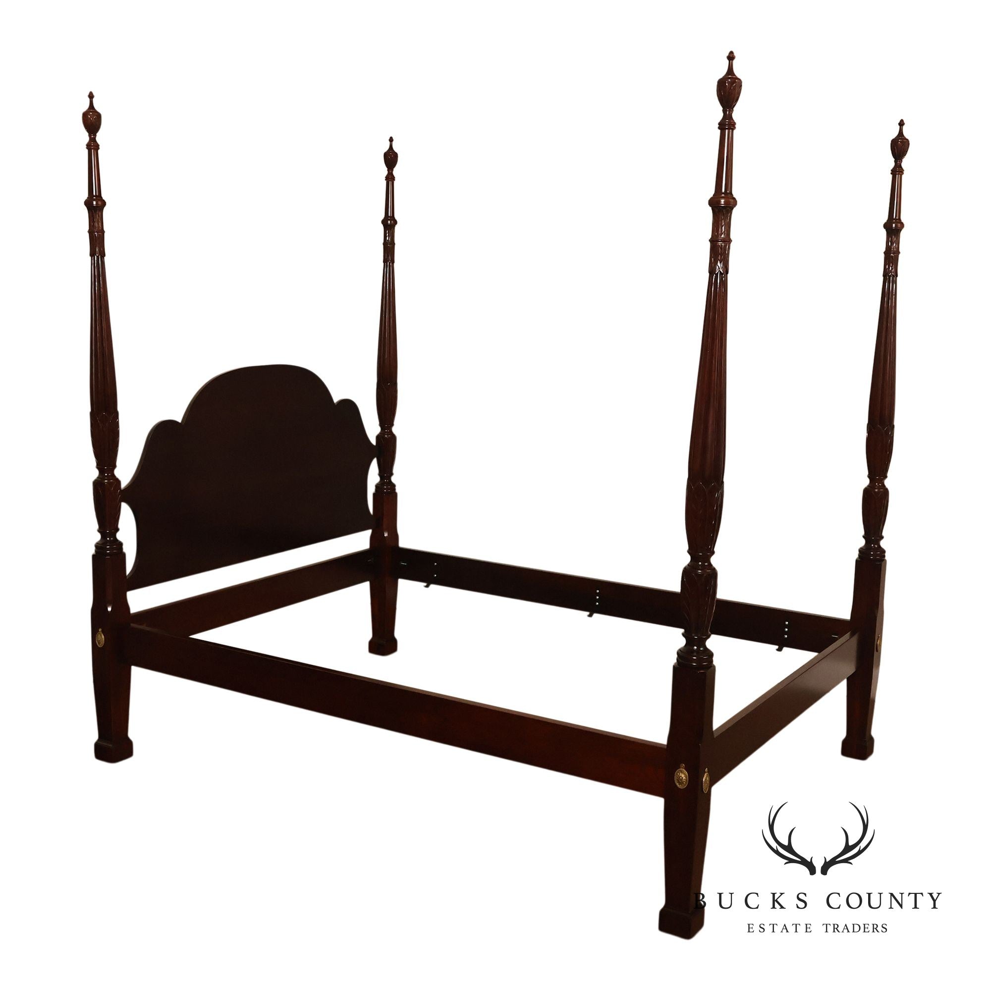 Statton Furniture Cherry Queen Tobacco Leaf Poster Bed