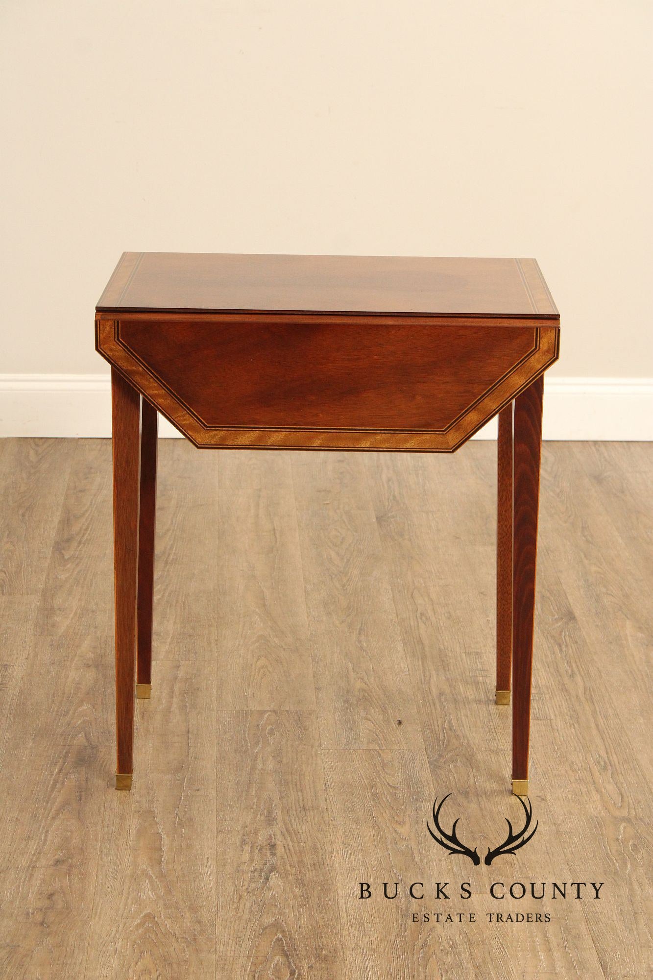 Baker Federal Style Inlaid Mahogany Drop-Leaf Pembroke Table