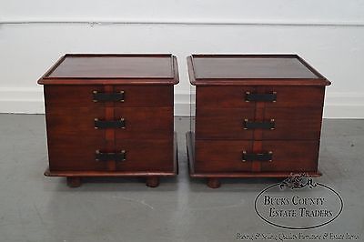 Paul Frankl Mahogany Station Wagon Pair of Nightstands by Johnson Furniture
