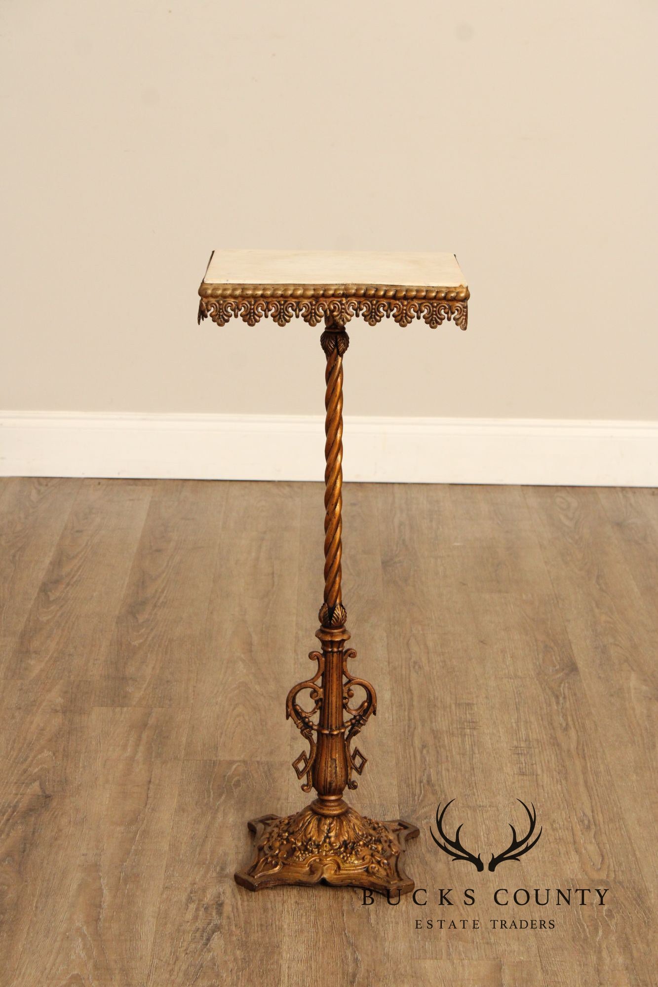 Victorian Marble Top Cast Iron Base Plant Stand